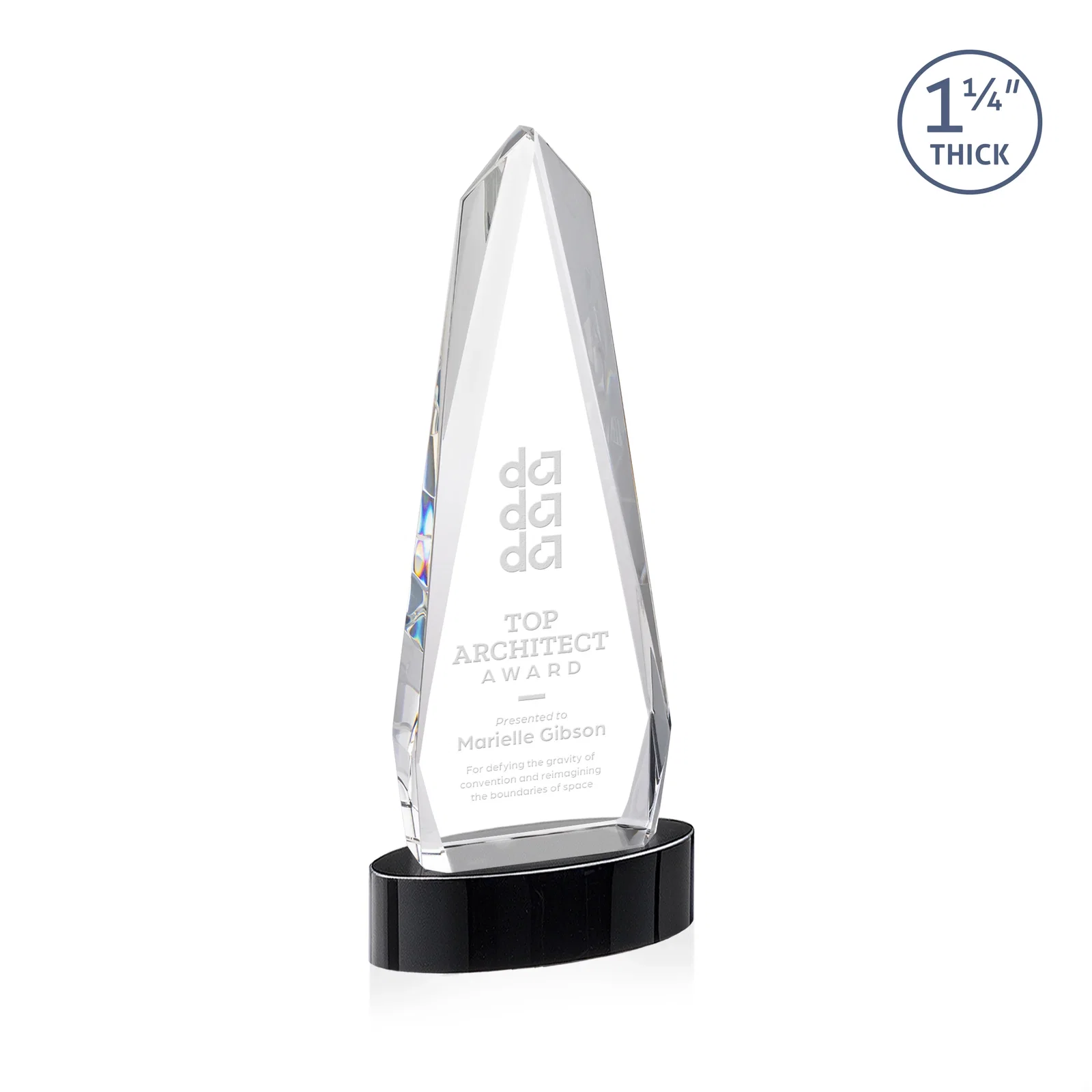 Personalized Optical Crystal Tower Award on Oval Base for dealer and partner awards