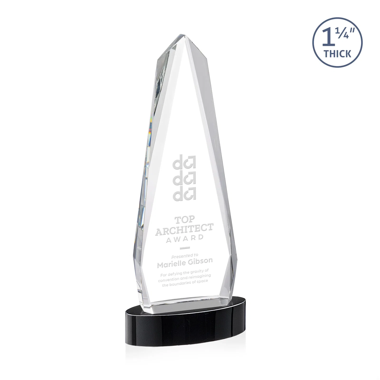 Personalized Optical Crystal Tower Award on Oval Base for company anniversary events