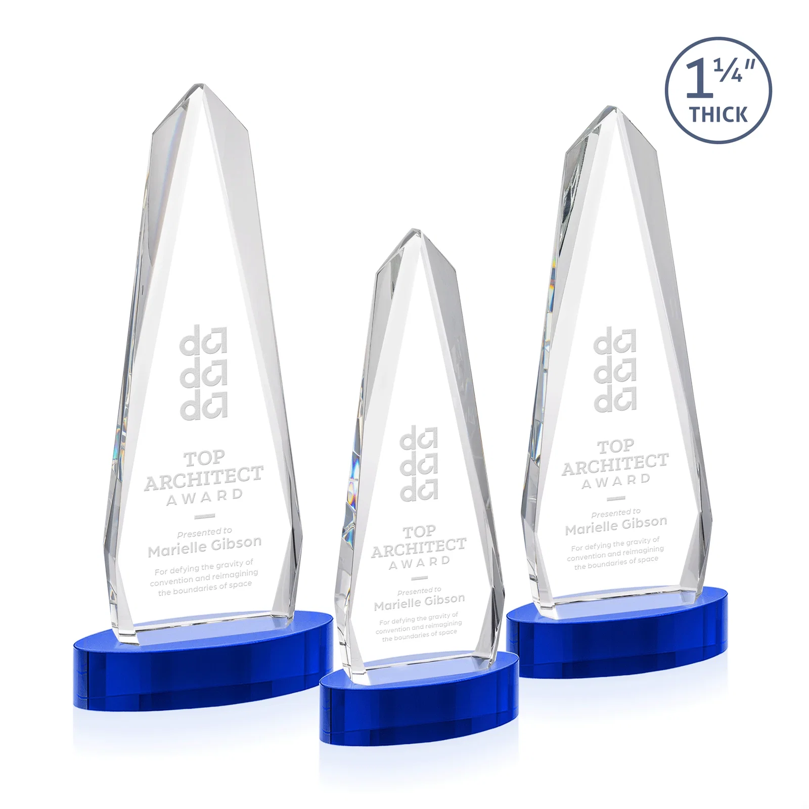Promotional Optical Crystal Tower Award on Oval Base for service anniversary gifts