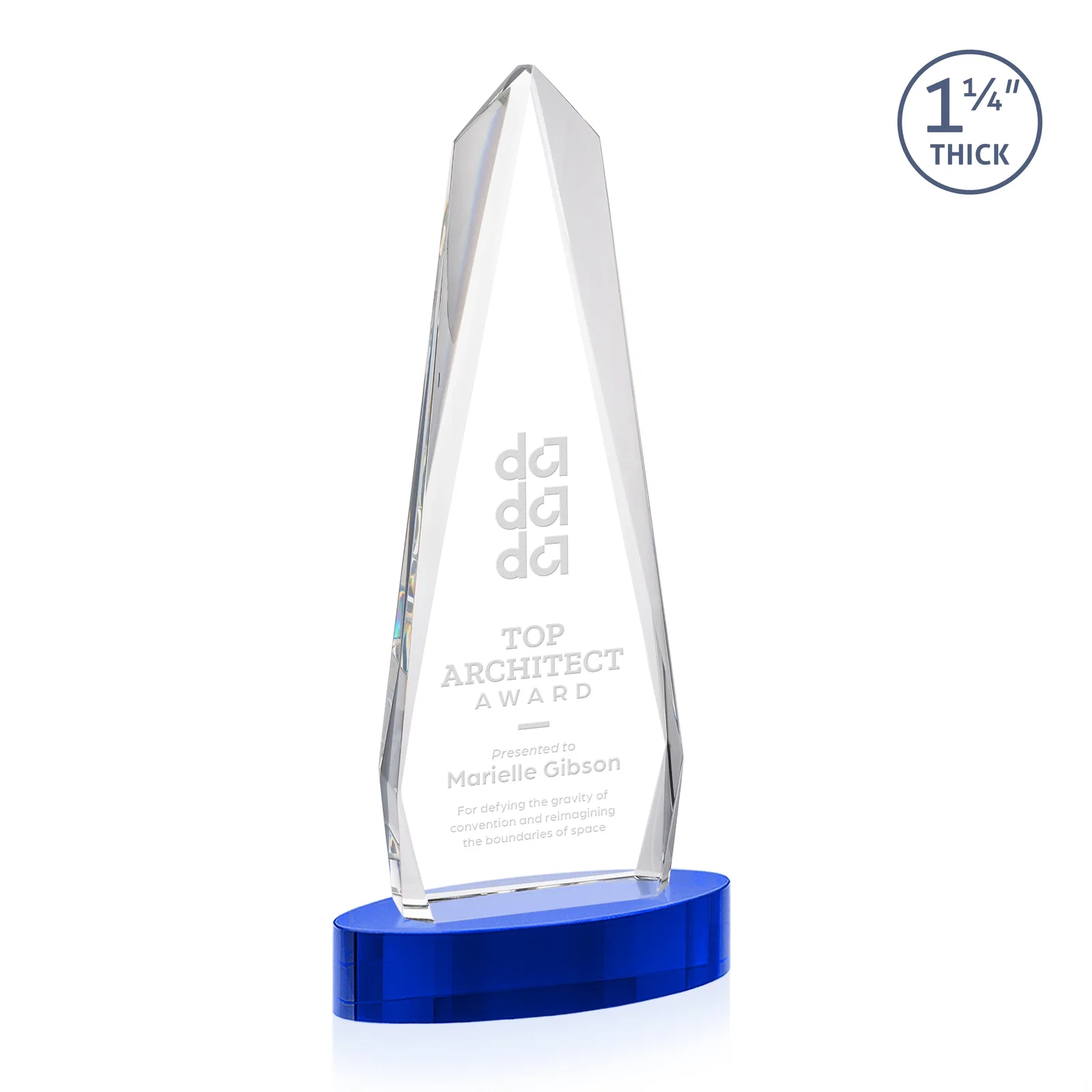Promotional Optical Crystal Tower Award on Oval Base for team milestone celebrations