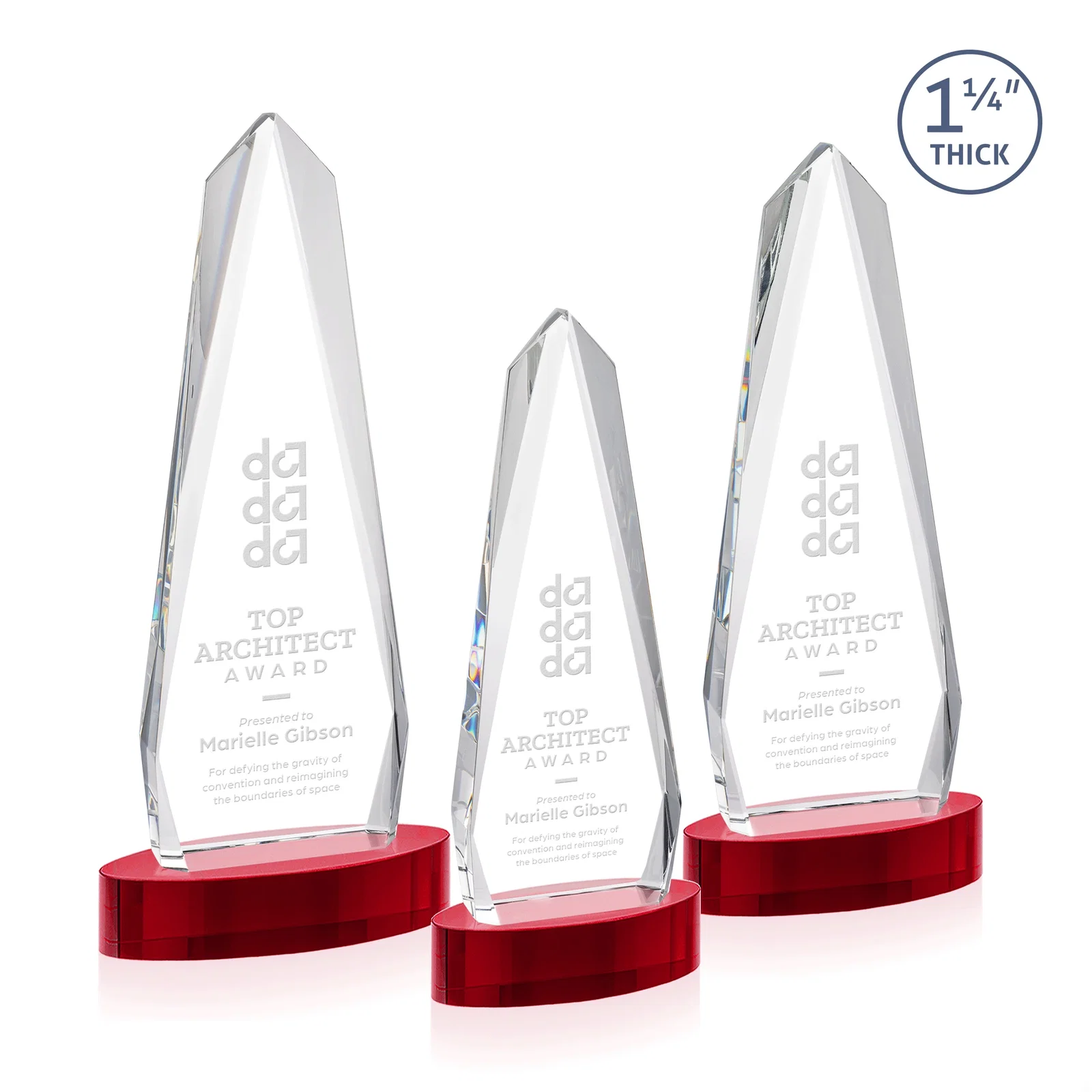 Promotional Optical Crystal Tower Award on Oval Base for graduation ceremonies