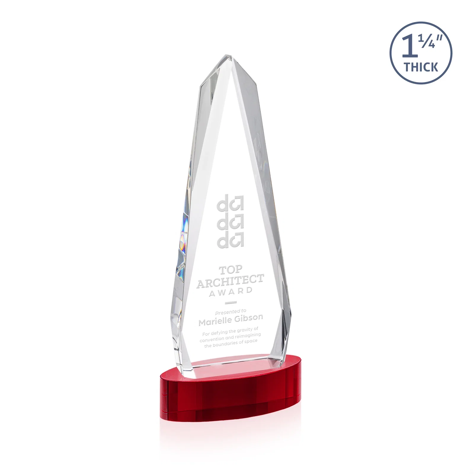 Promotional Optical Crystal Tower Award on Oval Base for safety achievement programs