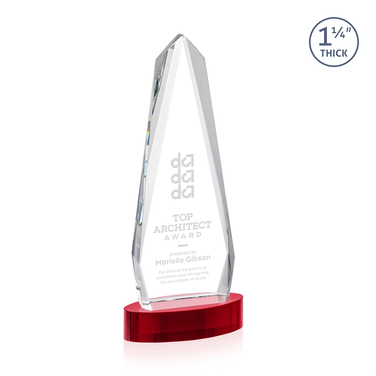 Promotional Optical Crystal Tower Award on Oval Base for volunteer appreciation