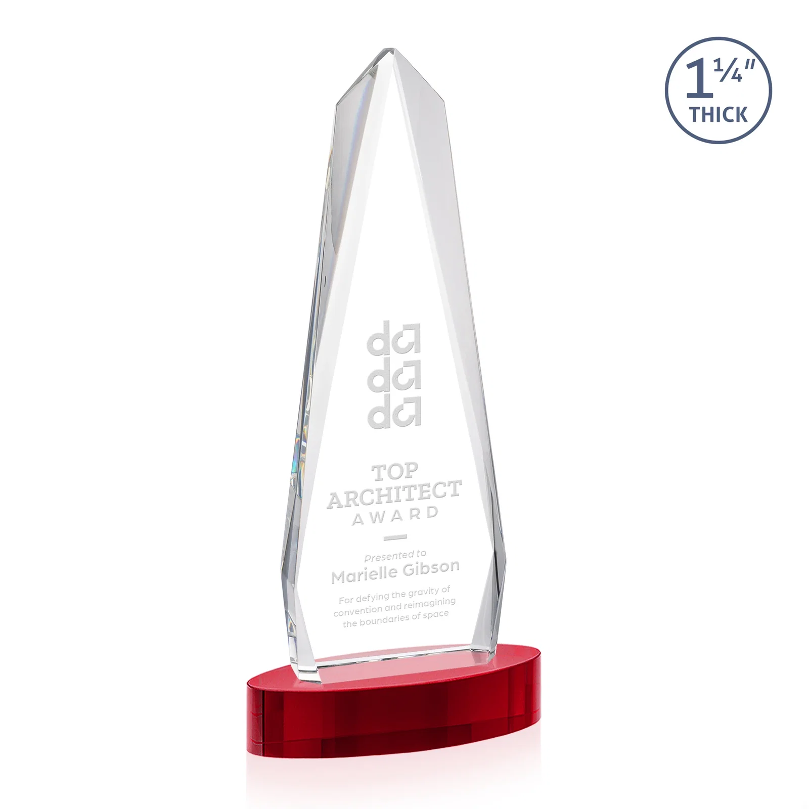 Promotional Optical Crystal Tower Award on Oval Base for dealer and partner awards