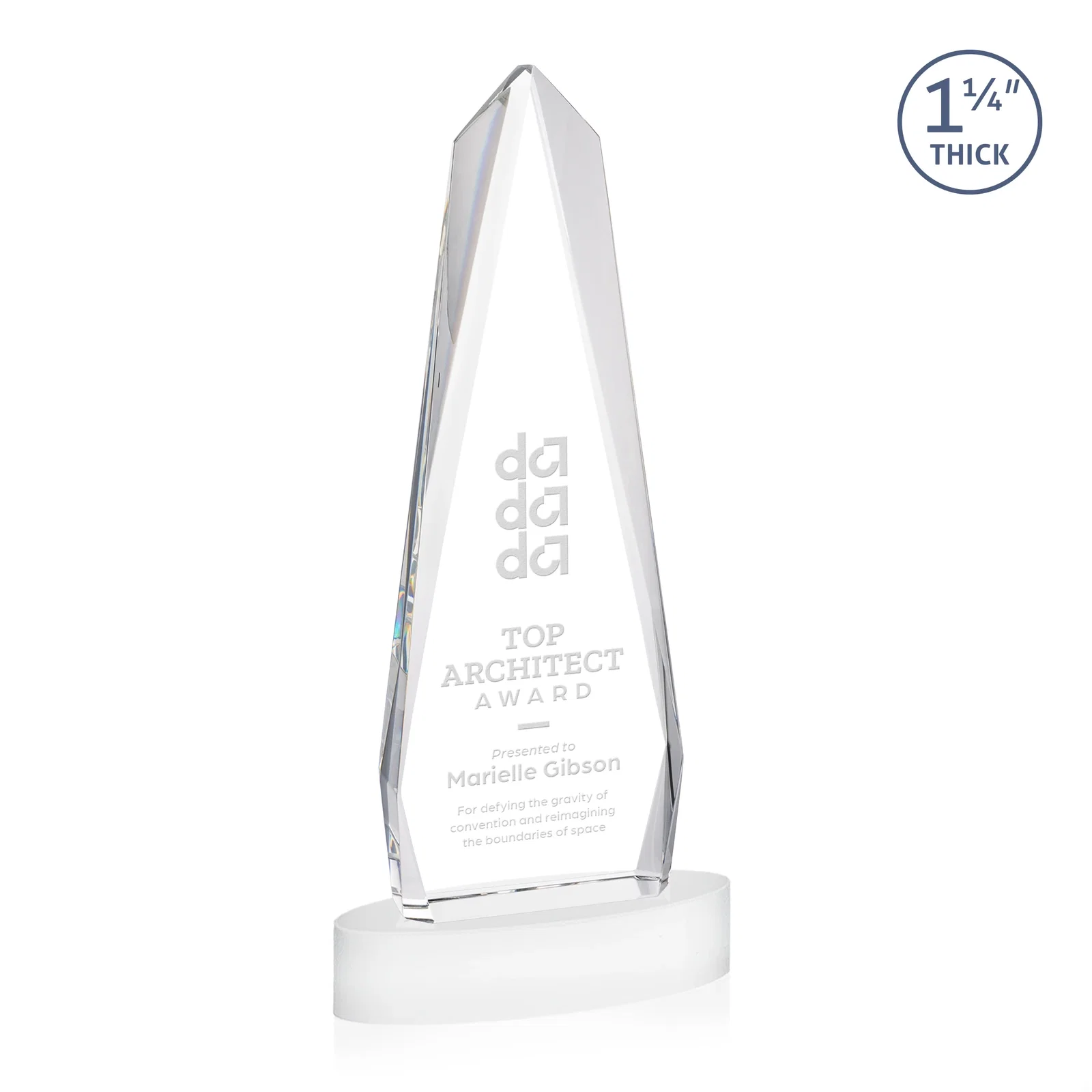 Branded Optical Crystal Tower Award on Oval Base for safety achievement programs