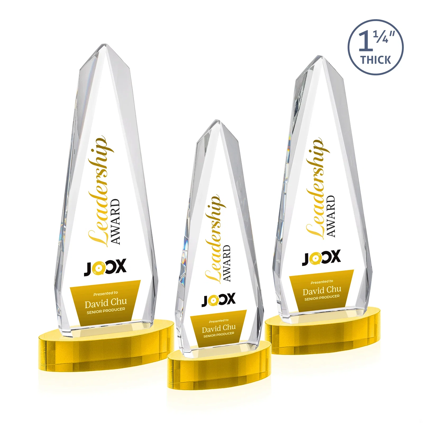 Custom printed Optical Crystal Tower Award on Oval Base for safety achievement programs