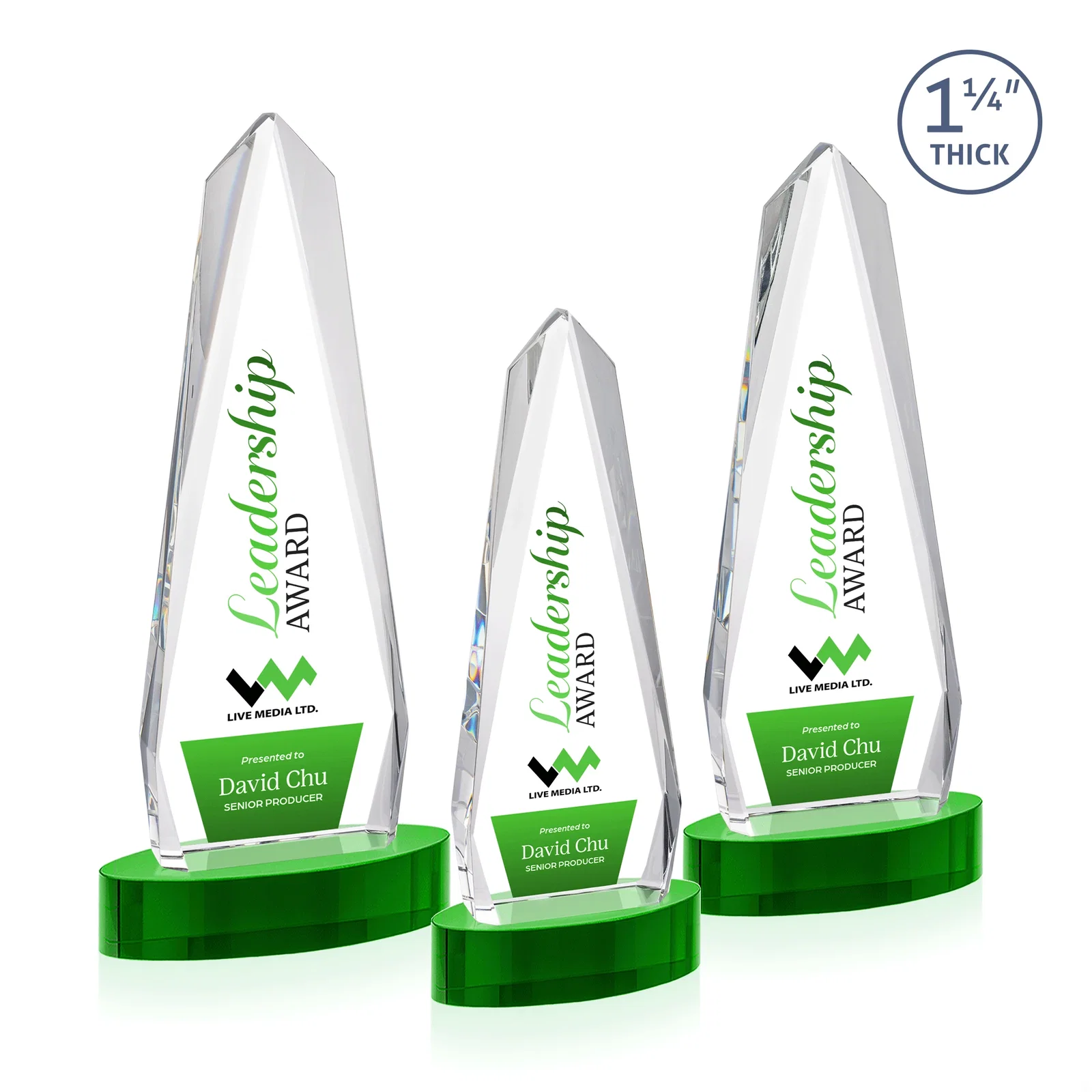 Customized Optical Crystal Tower Award on Oval Base for corporate award ceremonies