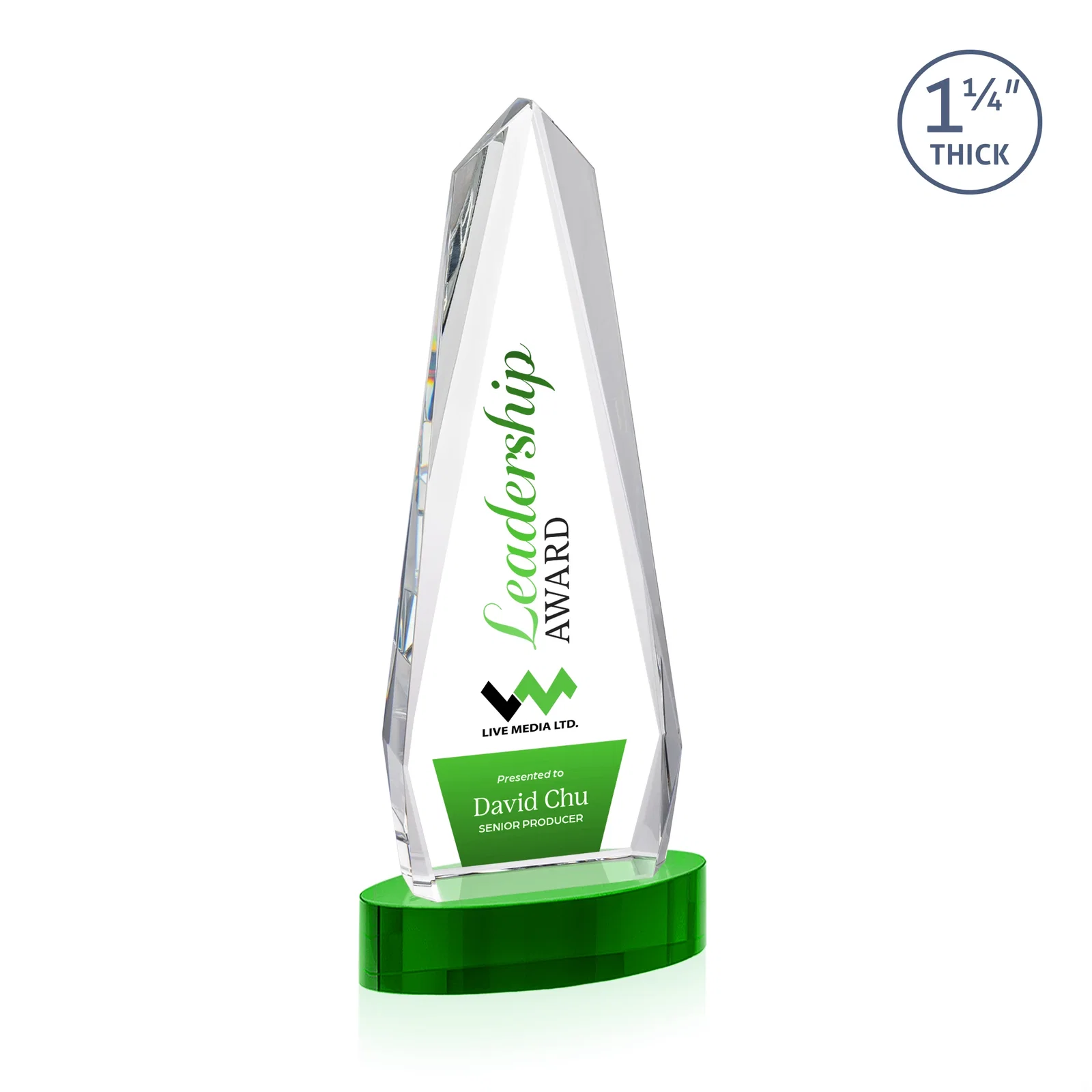 Customized Optical Crystal Tower Award on Oval Base for sales achievement awards