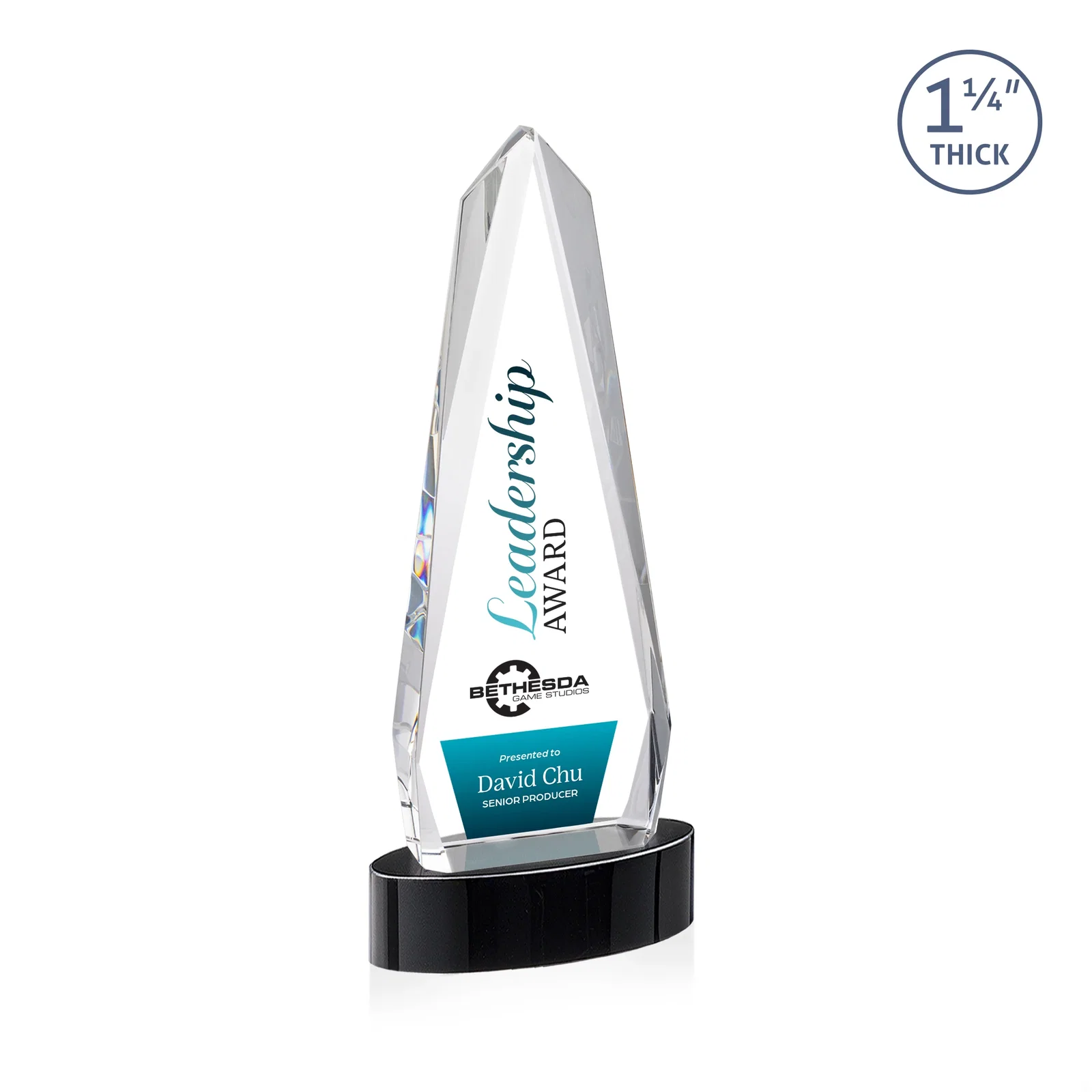 Customized Optical Crystal Tower Award on Oval Base for graduation ceremonies