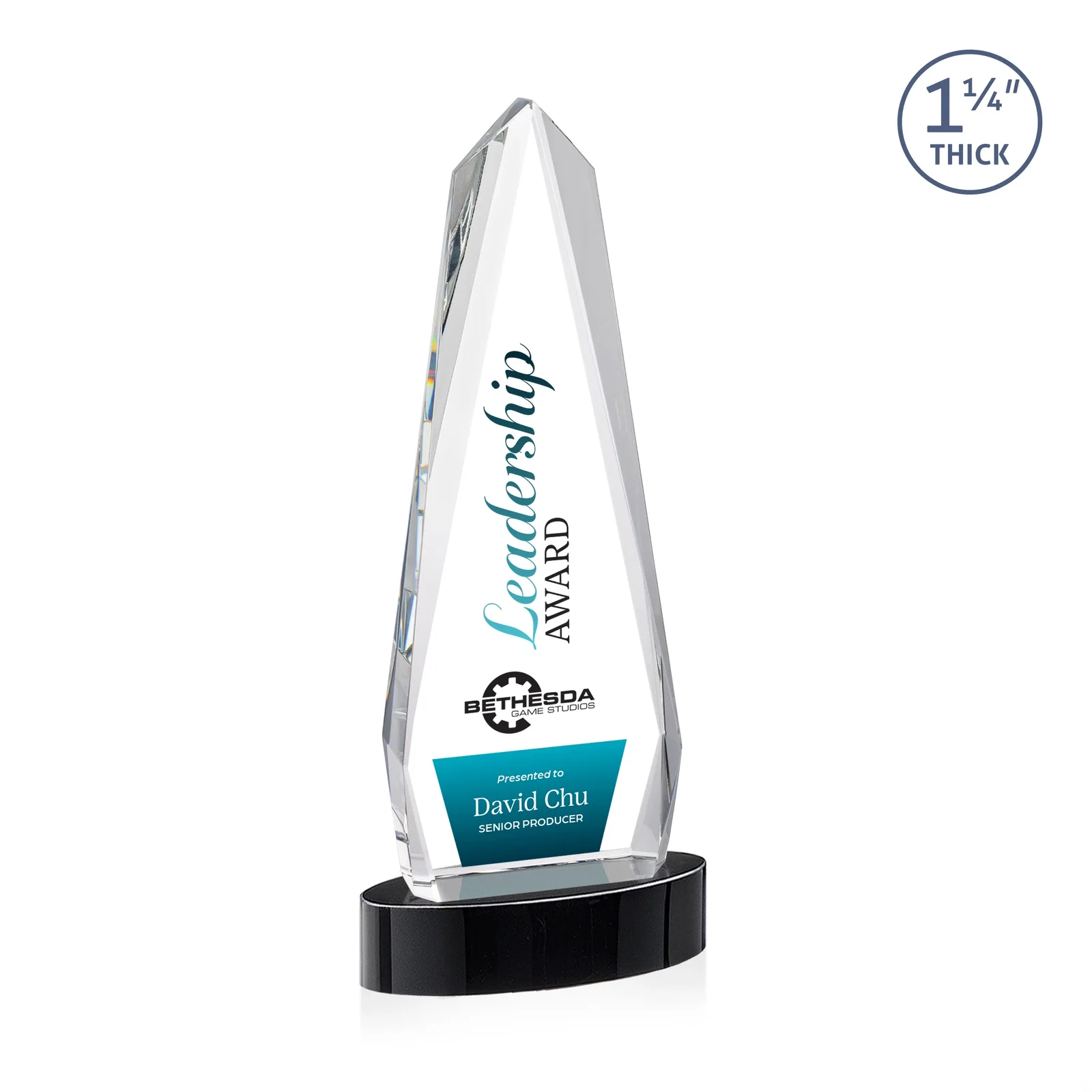 Customized Optical Crystal Tower Award on Oval Base for safety achievement programs
