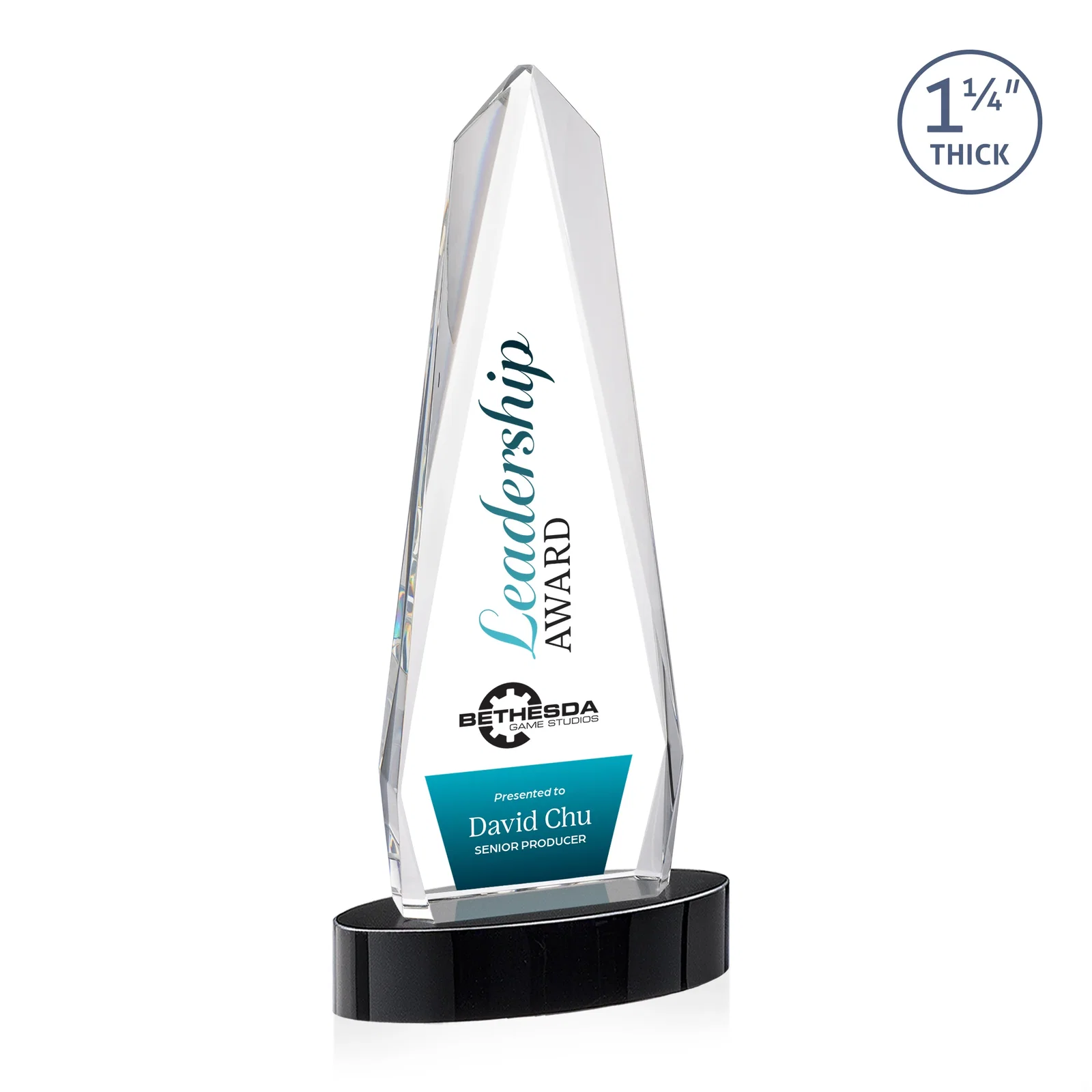 Customized Optical Crystal Tower Award on Oval Base for volunteer appreciation