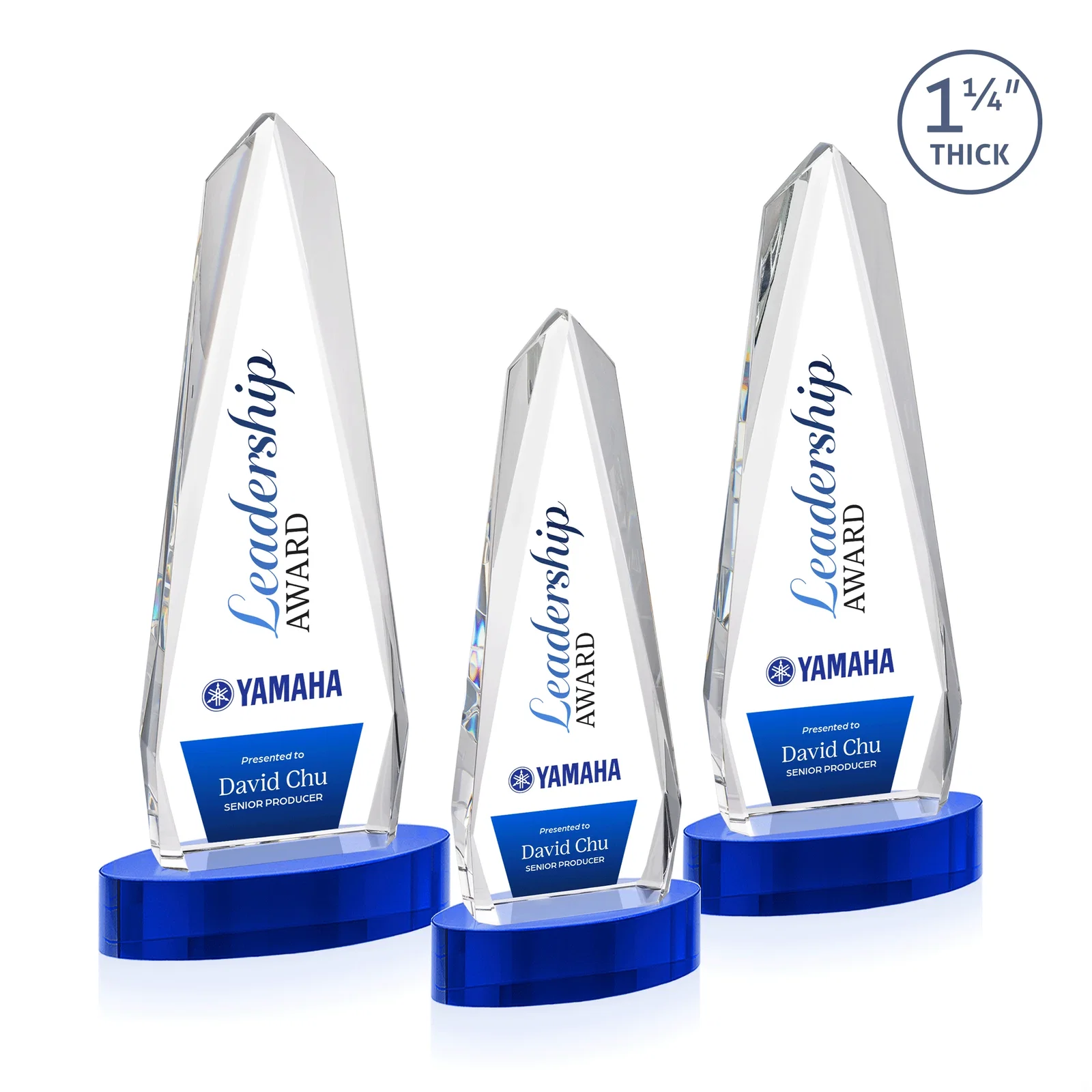 Customized Optical Crystal Tower Award on Oval Base for company anniversary events