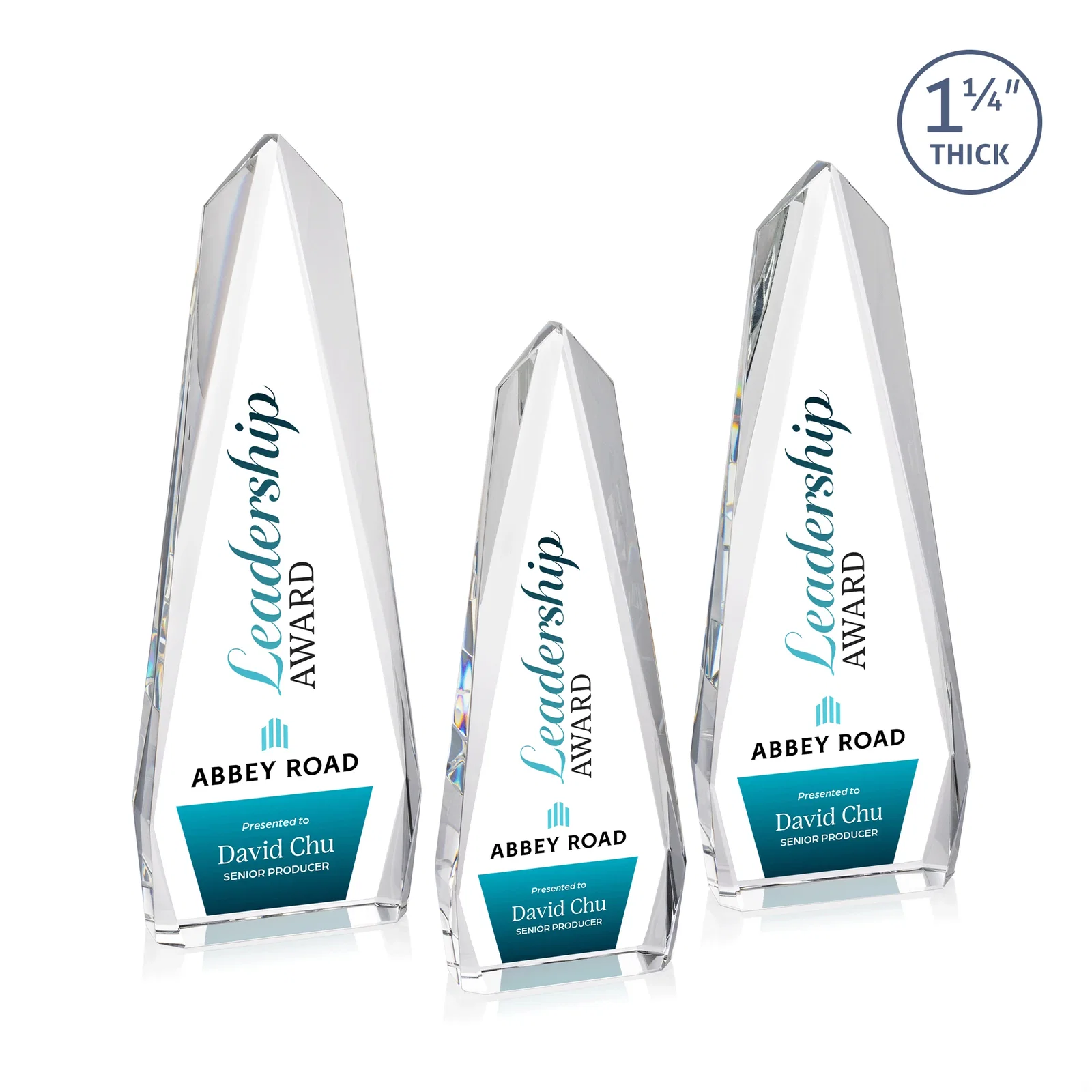 Custom Faceted Optical Crystal Tapered Obelisk Award, awards for donor appreciation