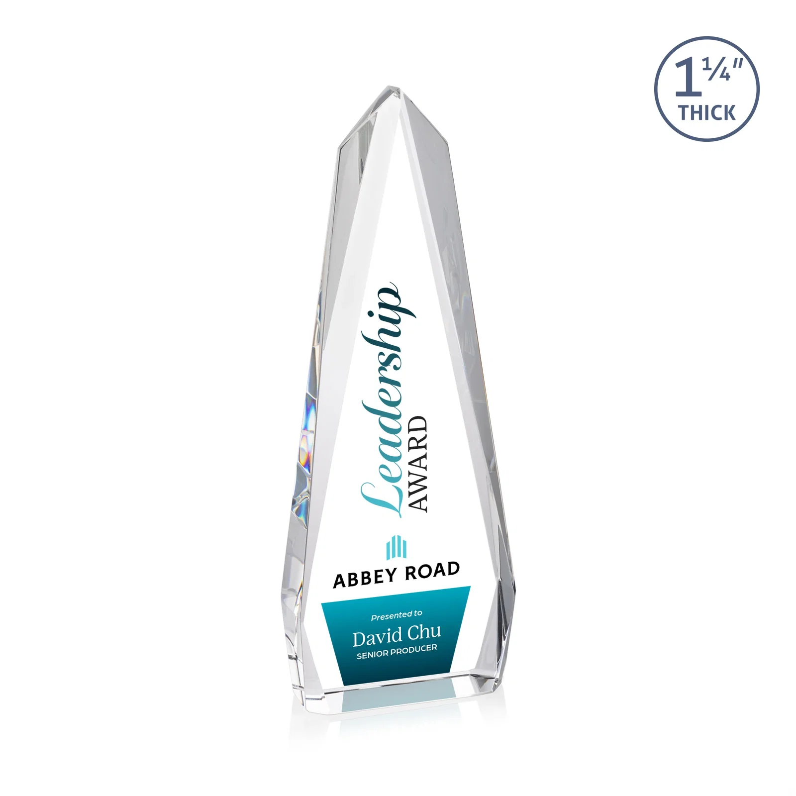 Custom Faceted Optical Crystal Tapered Obelisk Award, awards for graduation ceremonies