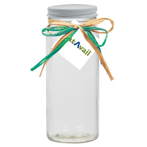 Chic Glass Mason Jar with Raffia Bow