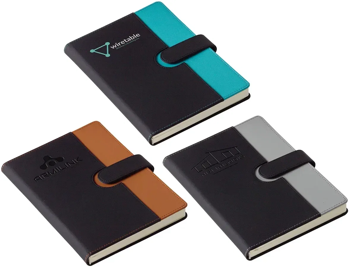 Chic magnetic closure journal with custom logo, promotional journal front view