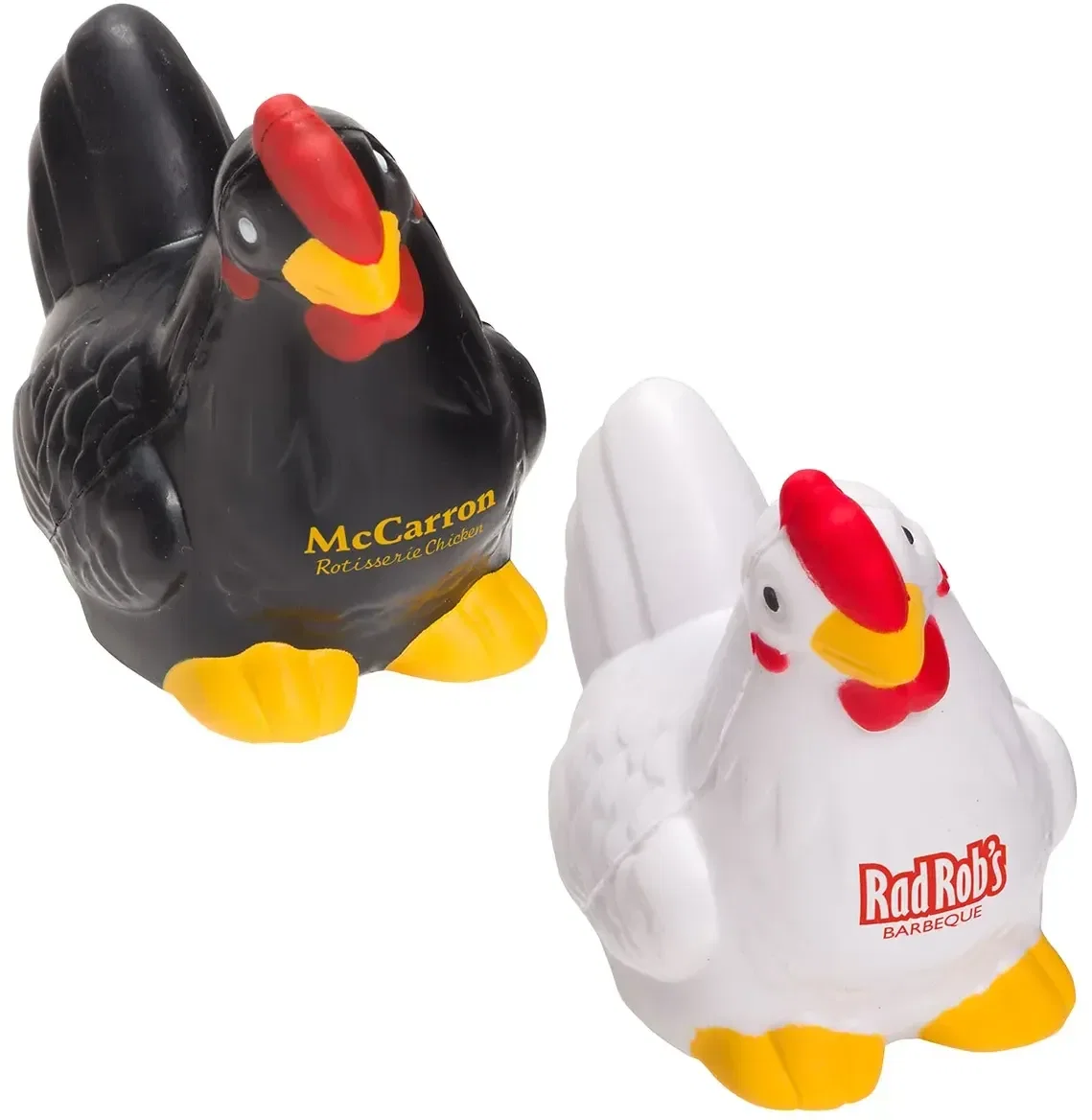 Chicken Stress Reliever, front view of the custom plump-chicken squeeze toy with printable logo space