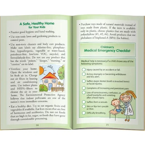 Child Health Records Organizer Booklet back view with custom logo imprint area