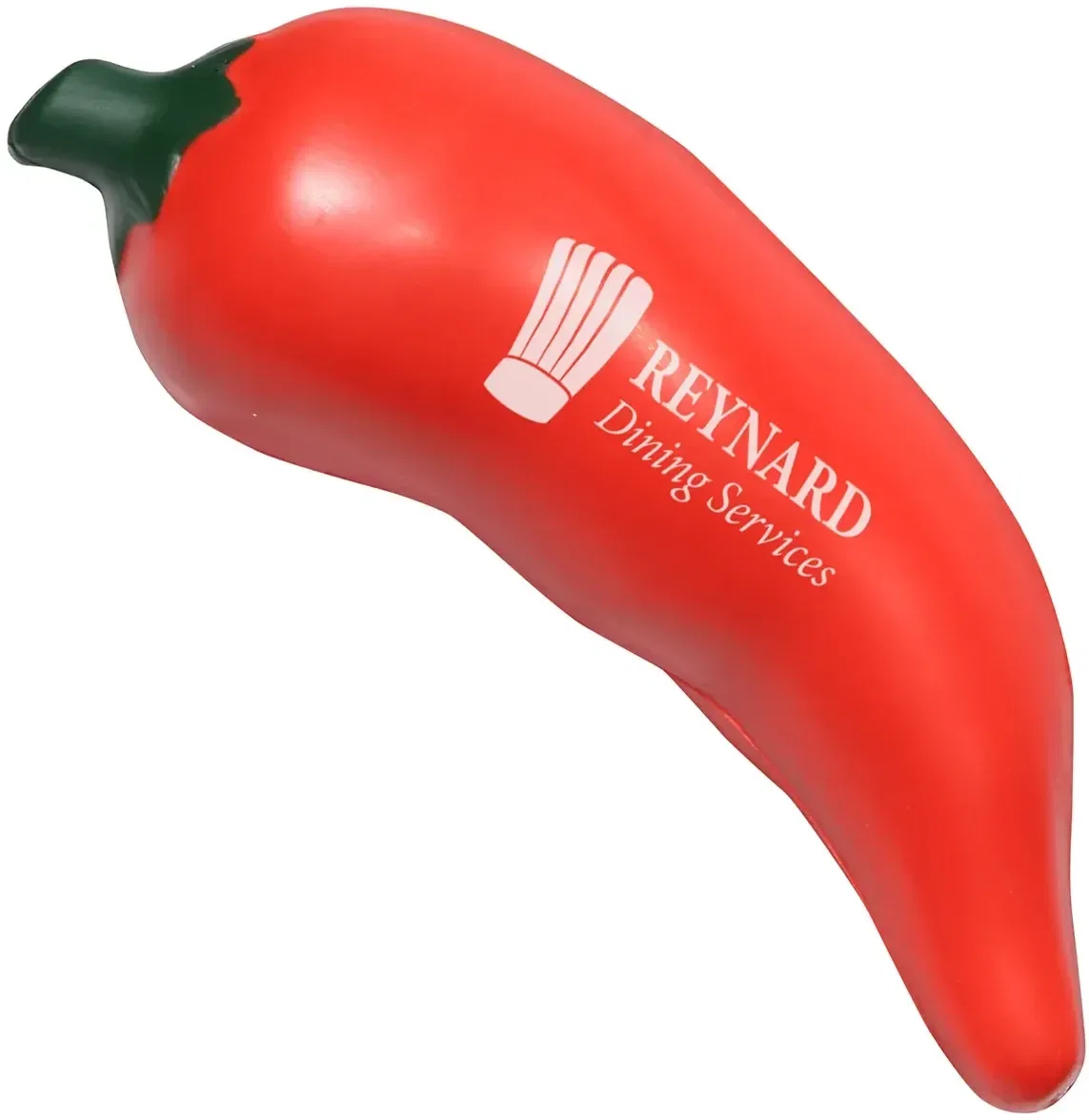 Branded Chili Pepper Stress Reliever shown from the side, promotional red pepper stress ball for spicy-themed campaigns