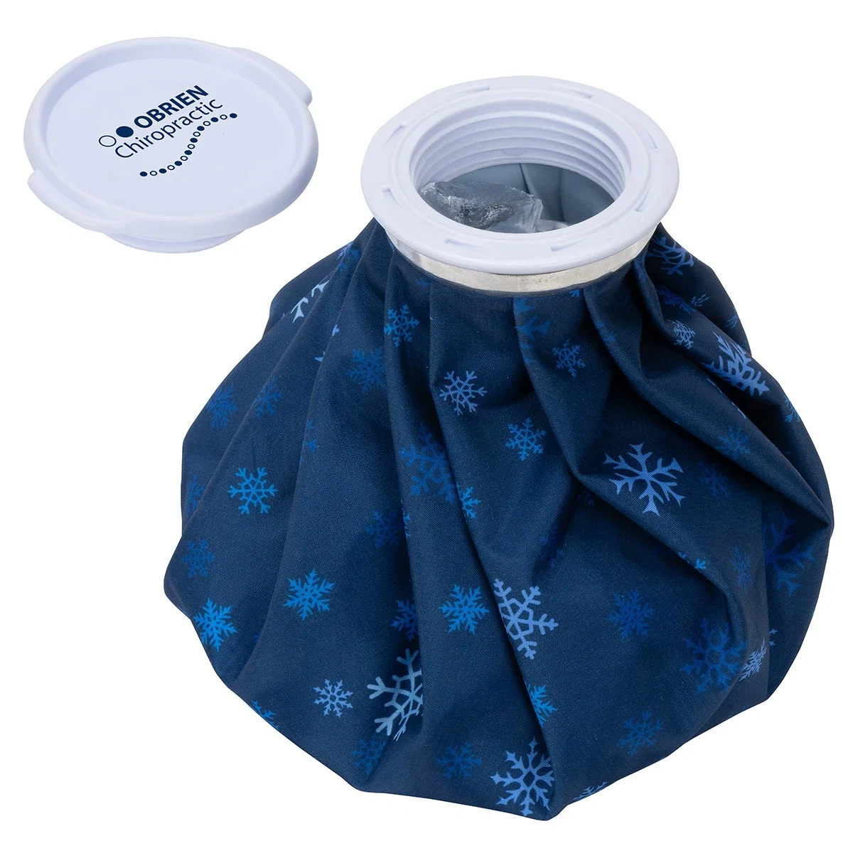 Chiller Large Ice Bag filled with ice on a table, branded ice bag lifestyle shot