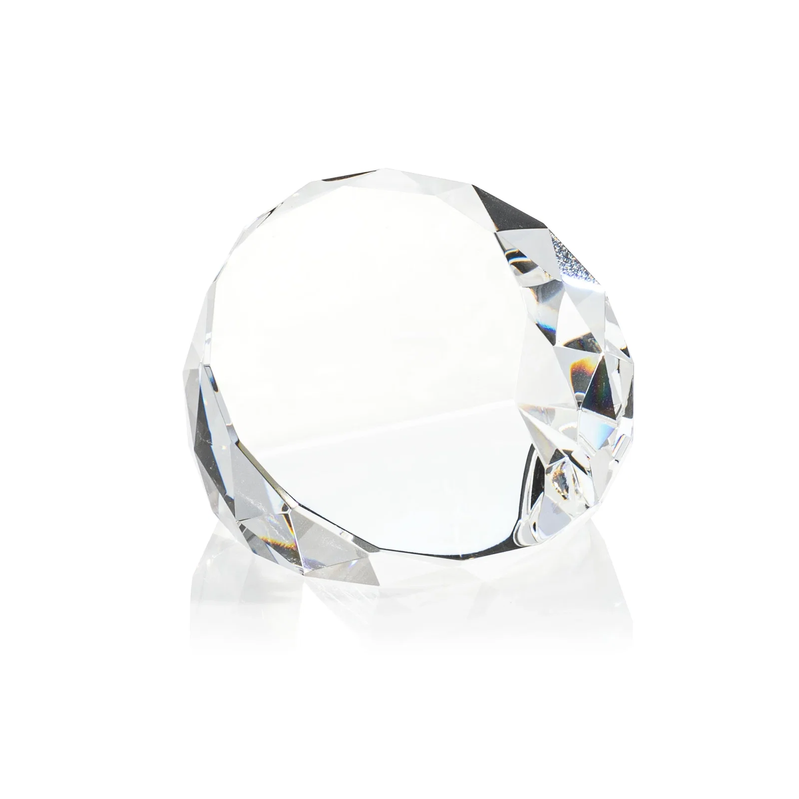 Personalized Faceted Round Crystal Paperweight, 3" x 2", client appreciation gift for employee recognition