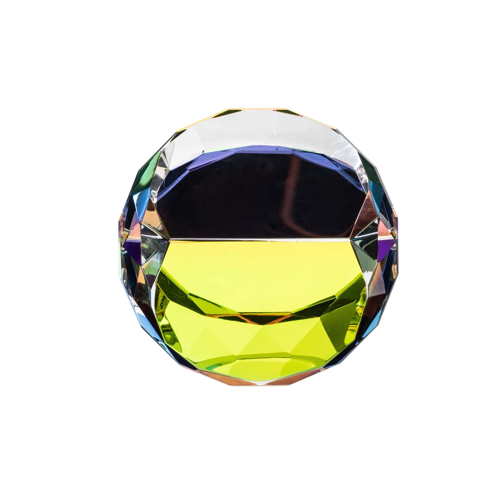 Custom Faceted Round Crystal Paperweight, 3" x 2", client appreciation gift for service anniversary gifts