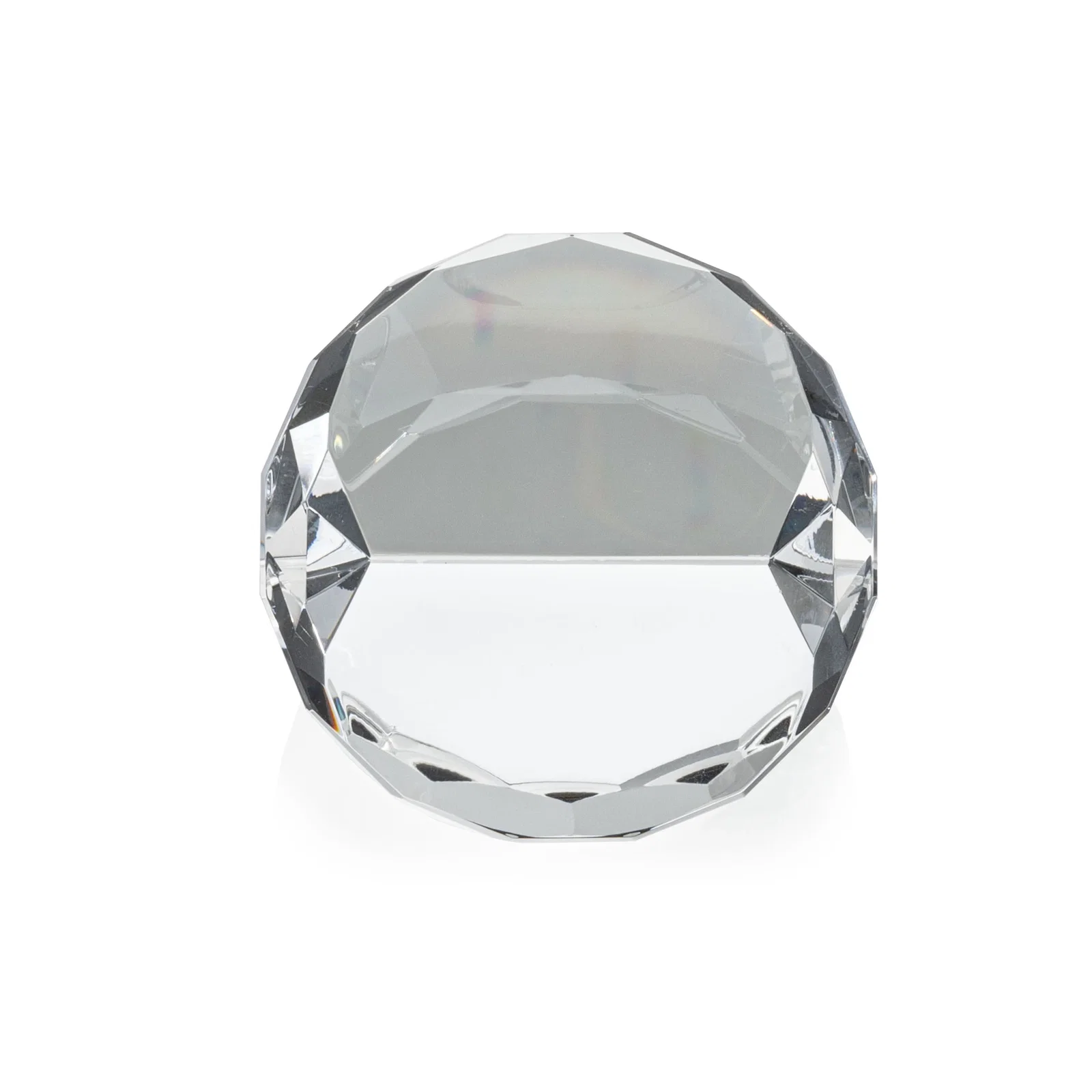 Custom Faceted Round Crystal Paperweight, 3" x 2", client appreciation gift for graduation ceremonies