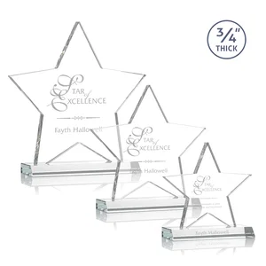 Optical Crystal Star Award on Clear-Front Mitered Base