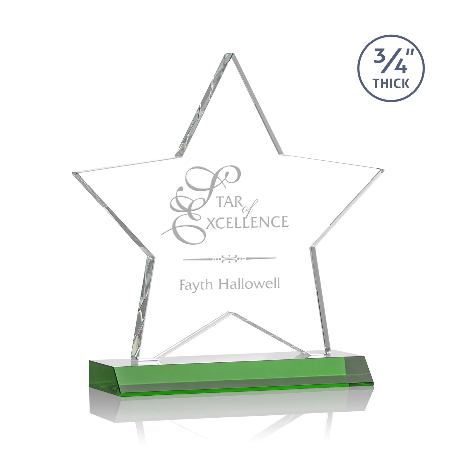 Custom Optical Crystal Star Award on Clear-Front Mitered Base for dealer and partner awards