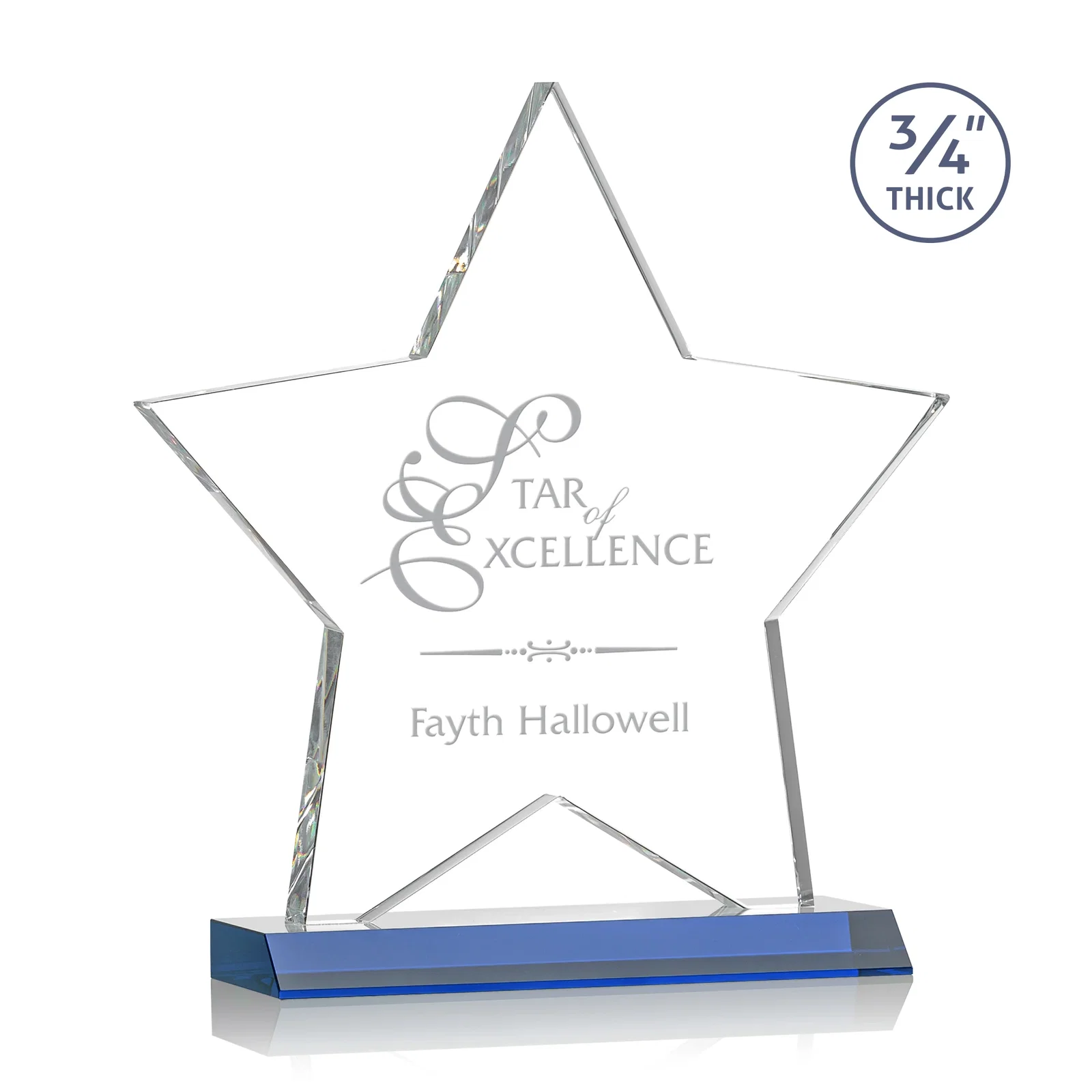 Personalized Optical Crystal Star Award on Clear-Front Mitered Base for graduation ceremonies