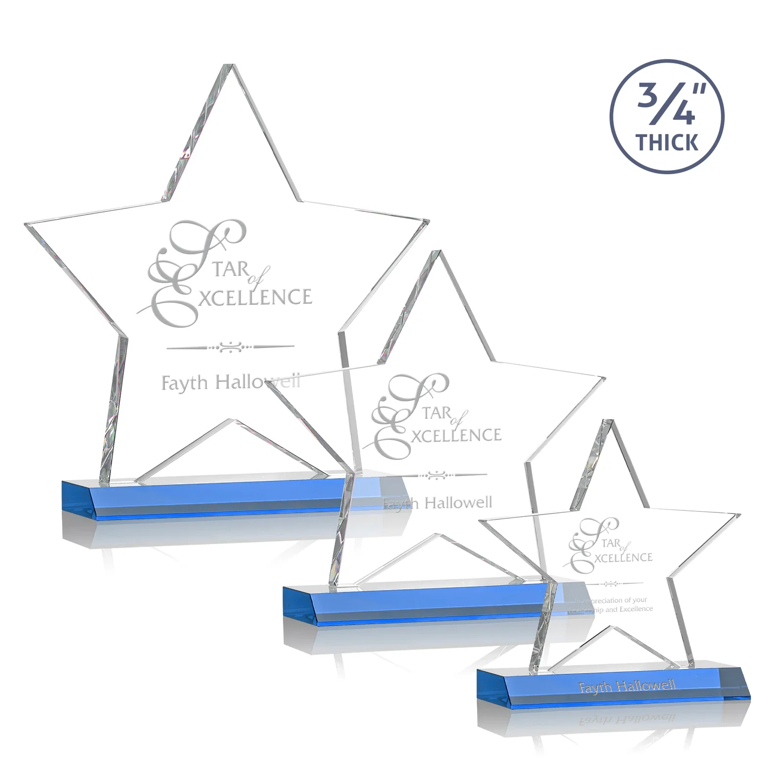 Promotional Optical Crystal Star Award on Clear-Front Mitered Base for employee recognition
