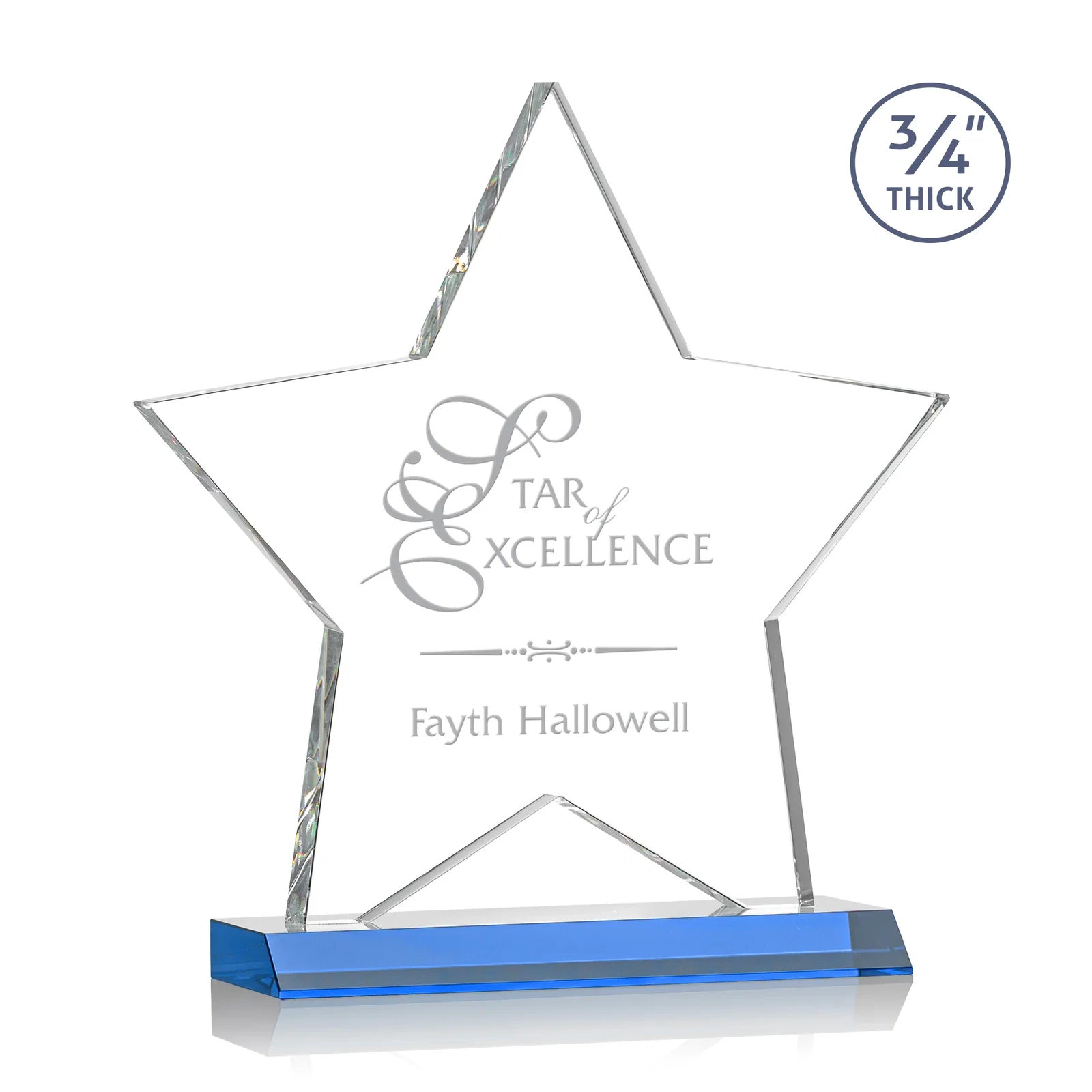 Promotional Optical Crystal Star Award on Clear-Front Mitered Base for sales achievement awards