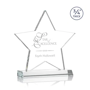 Optical Crystal Star Award on Clear-Front Mitered Base