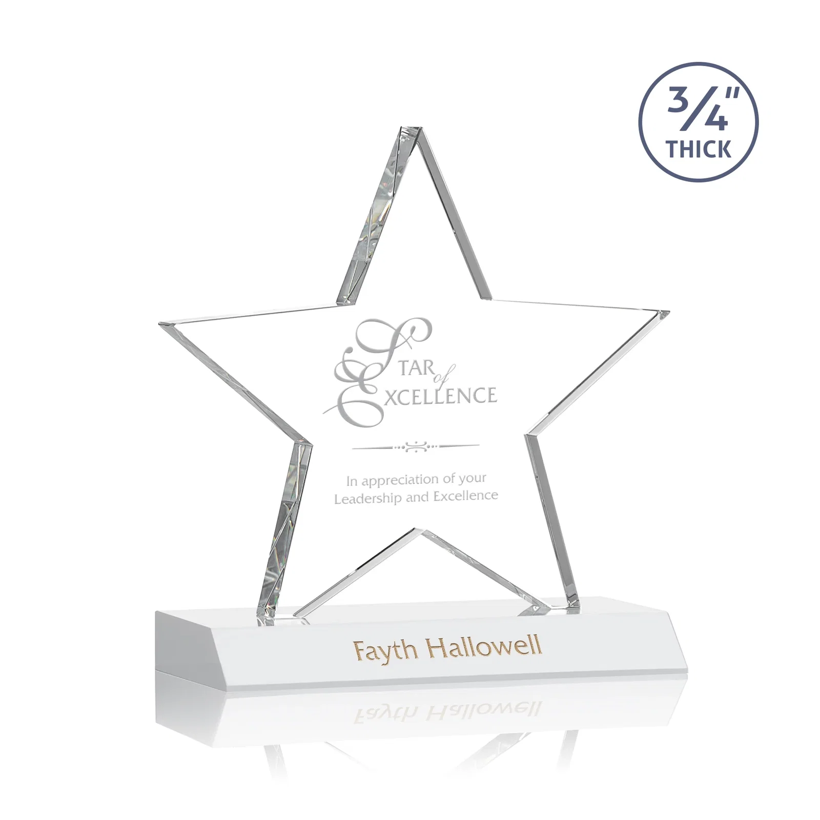 Promotional Optical Crystal Star Award on Clear-Front Mitered Base for team milestone celebrations