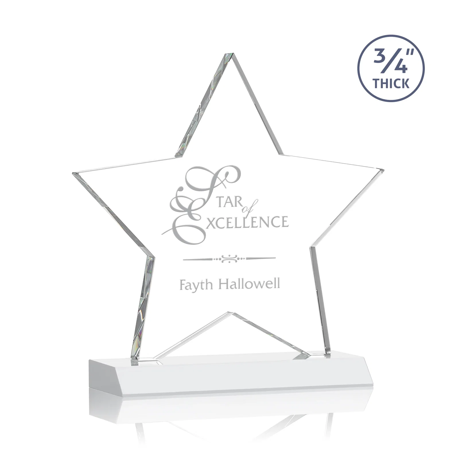 Promotional Optical Crystal Star Award on Clear-Front Mitered Base for donor appreciation
