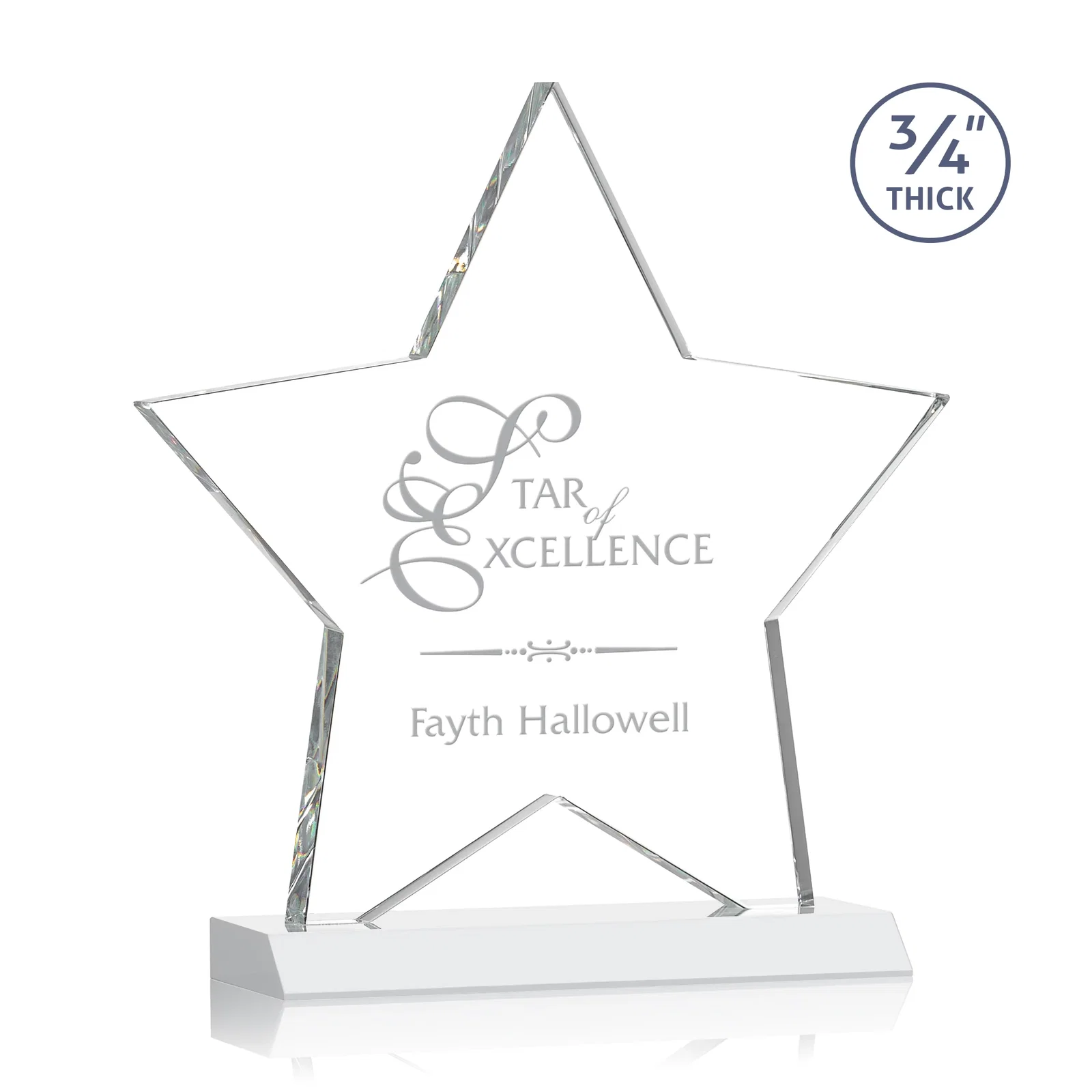 Promotional Optical Crystal Star Award on Clear-Front Mitered Base for graduation ceremonies