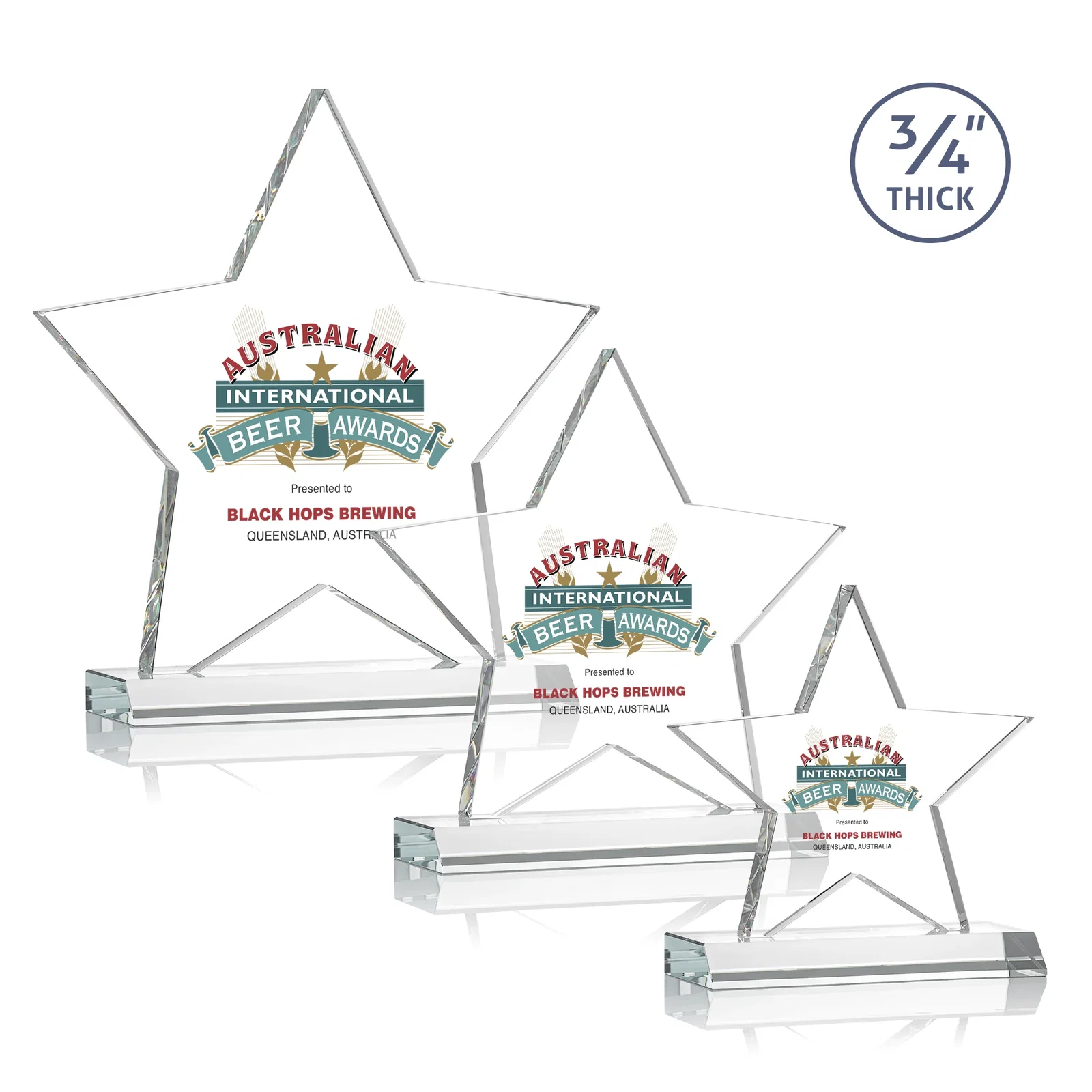 Promotional Optical Crystal Star Award on Clear-Front Mitered Base for safety achievement programs