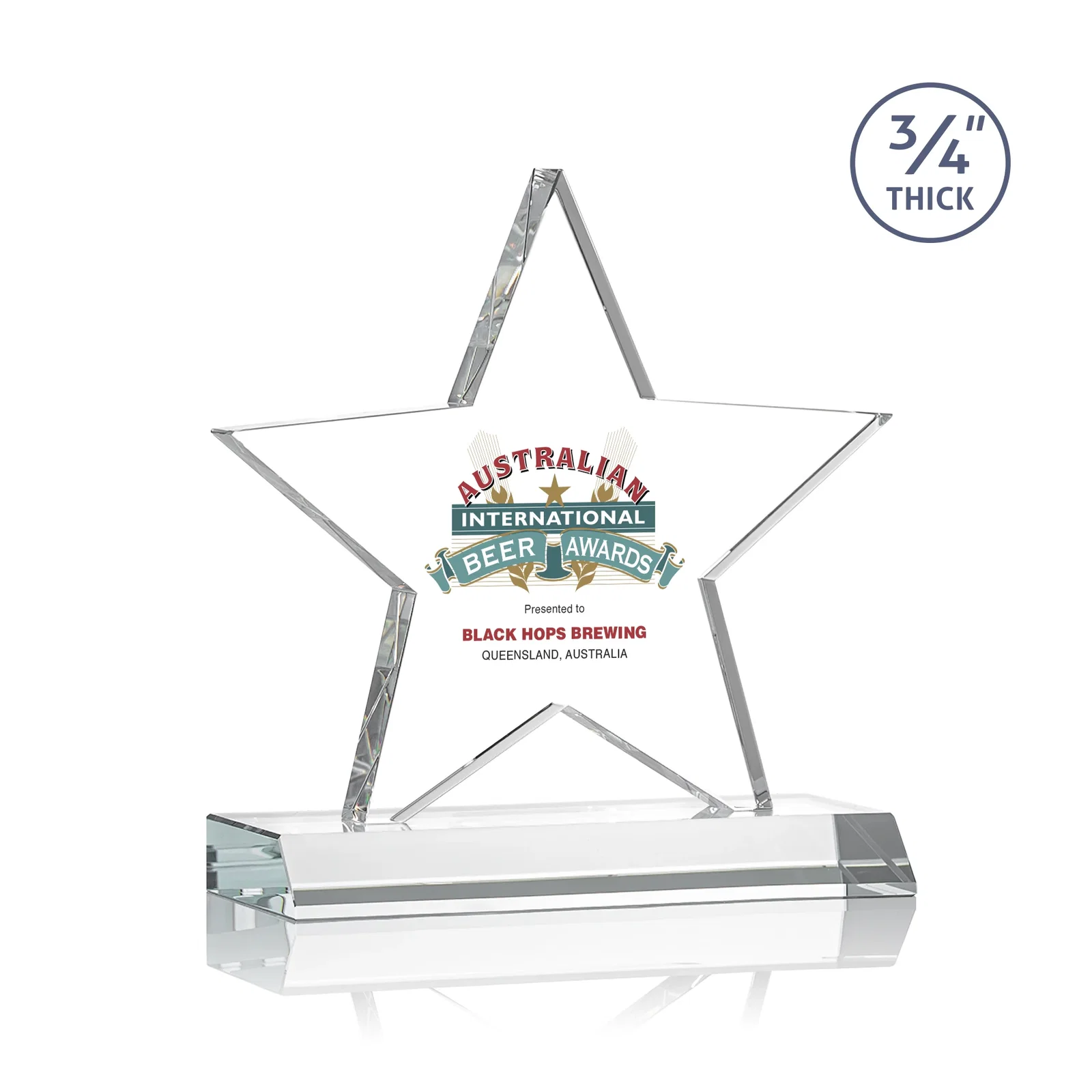 Promotional Optical Crystal Star Award on Clear-Front Mitered Base for volunteer appreciation