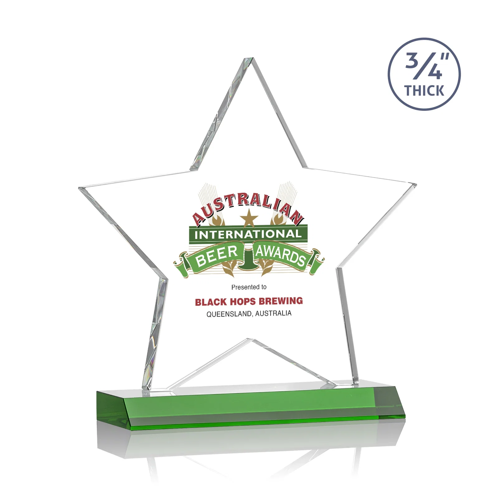 Branded Optical Crystal Star Award on Clear-Front Mitered Base for donor appreciation