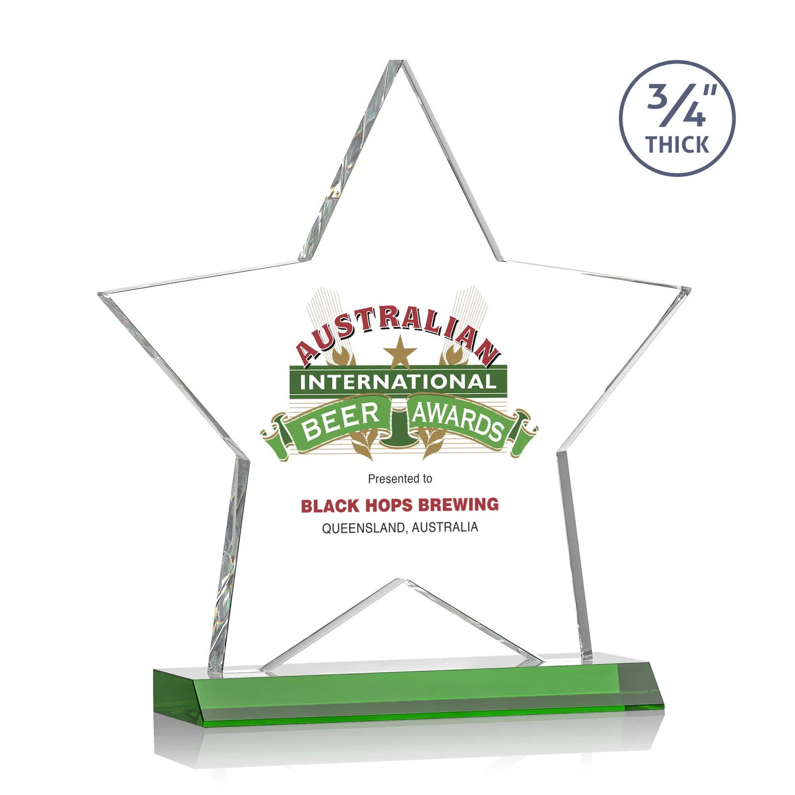 Branded Optical Crystal Star Award on Clear-Front Mitered Base for graduation ceremonies