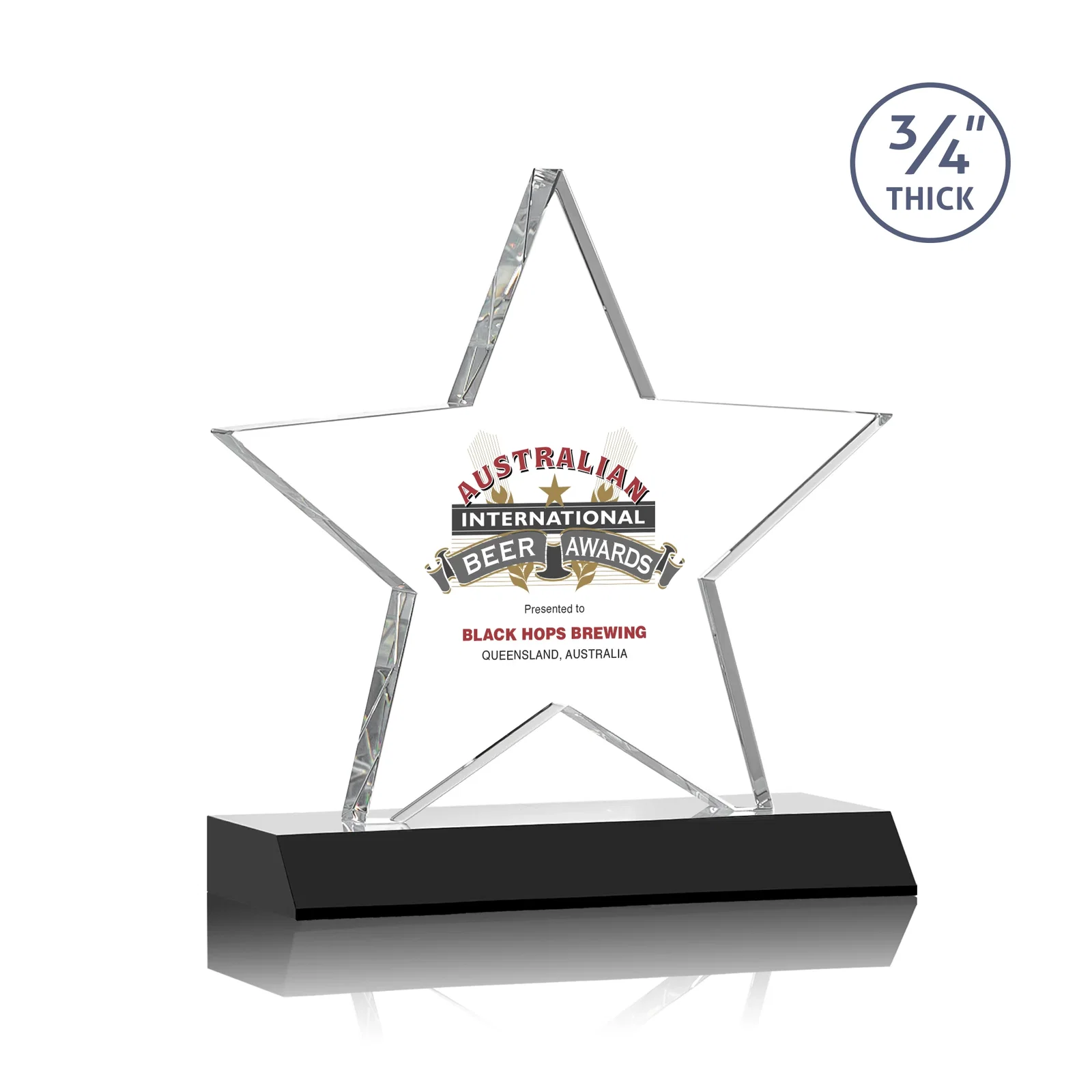 Branded Optical Crystal Star Award on Clear-Front Mitered Base for volunteer appreciation