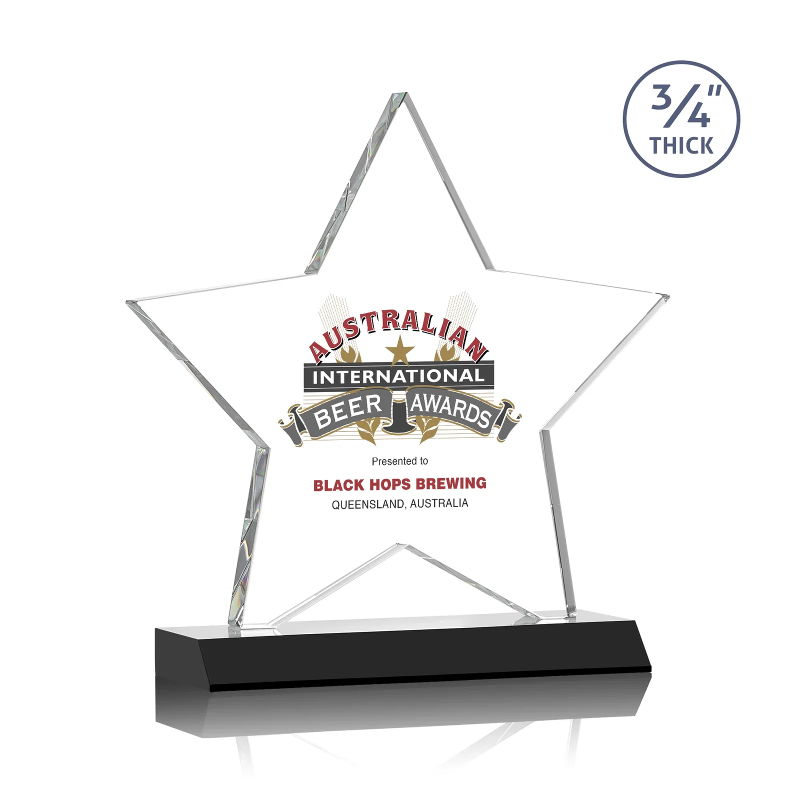 Branded Optical Crystal Star Award on Clear-Front Mitered Base for dealer and partner awards