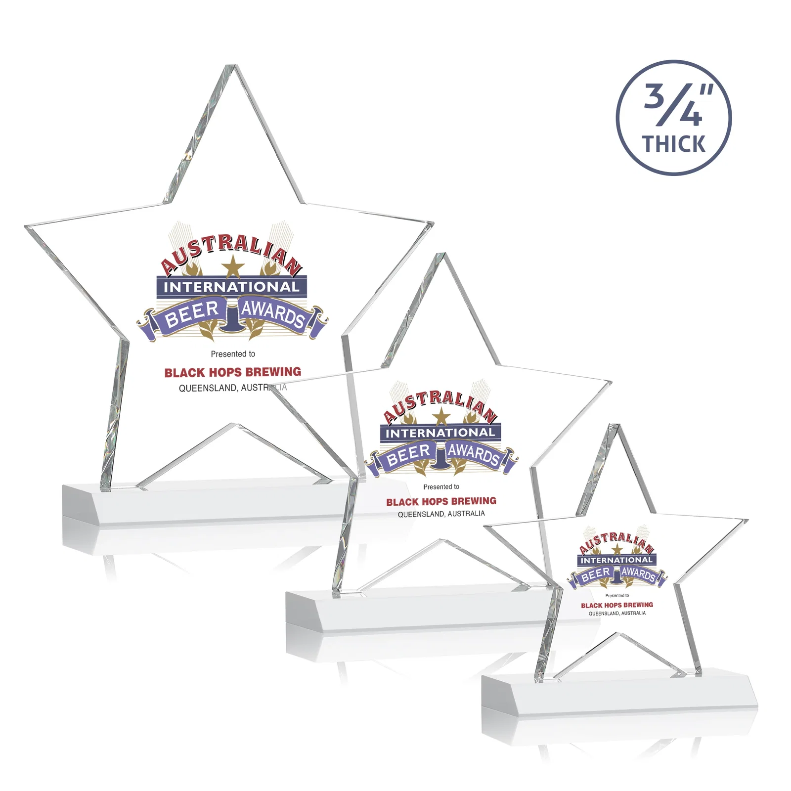 Customized Optical Crystal Star Award on Clear-Front Mitered Base for employee recognition