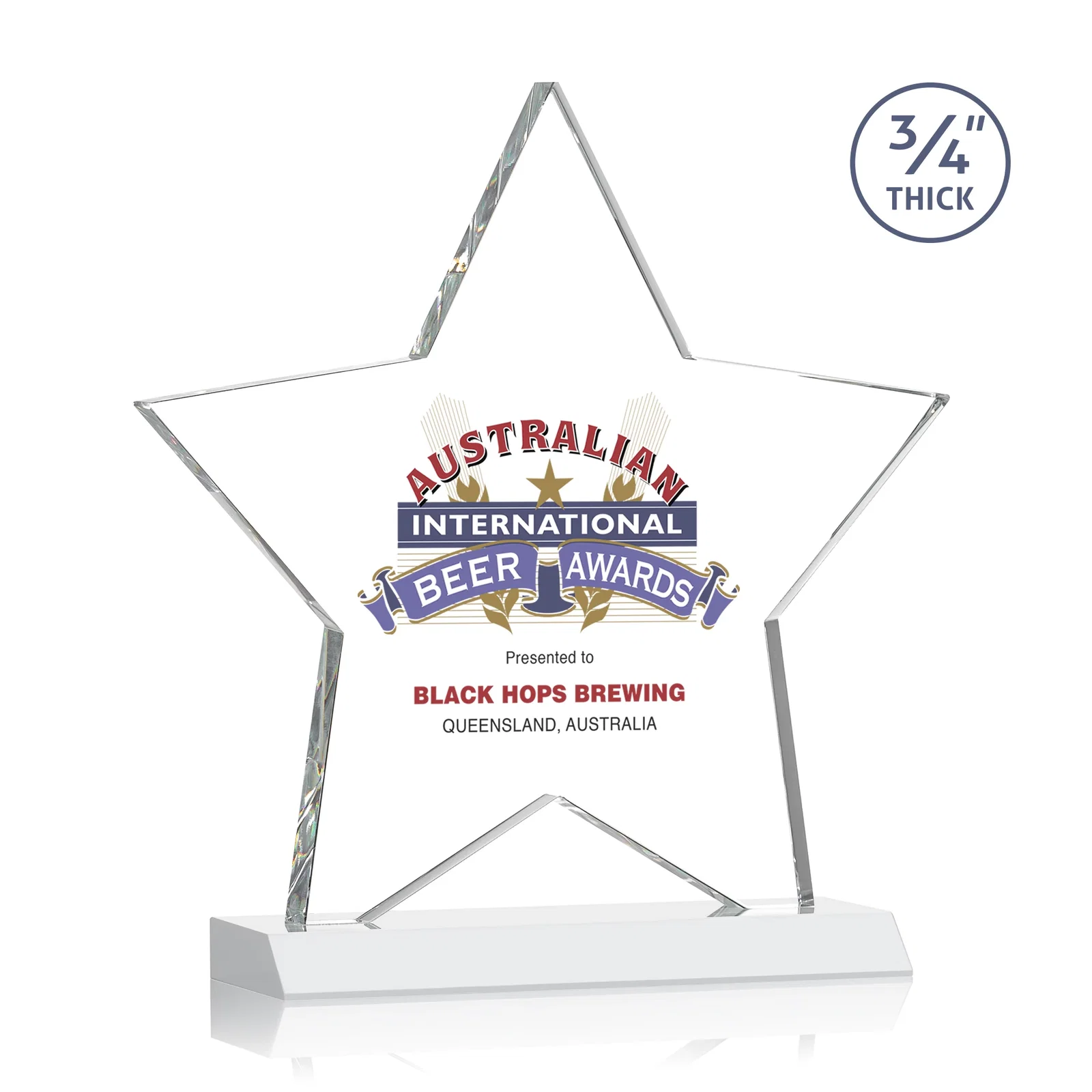 Customized Optical Crystal Star Award on Clear-Front Mitered Base for sales achievement awards