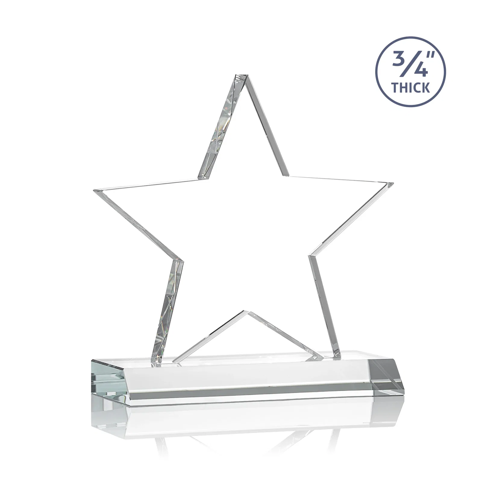 Customized Optical Crystal Star Award on Clear-Front Mitered Base for retirement presentations
