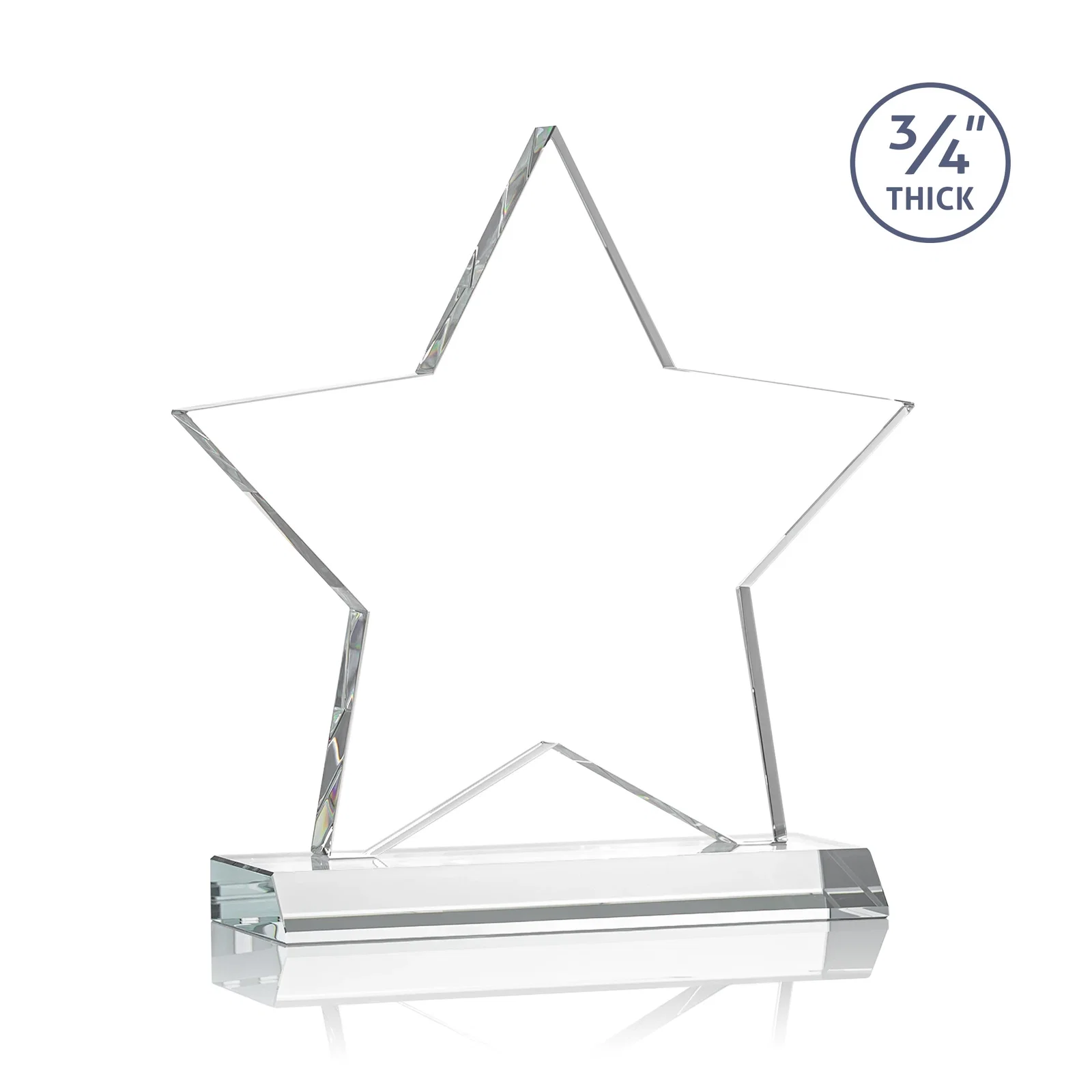 Customized Optical Crystal Star Award on Clear-Front Mitered Base for team milestone celebrations