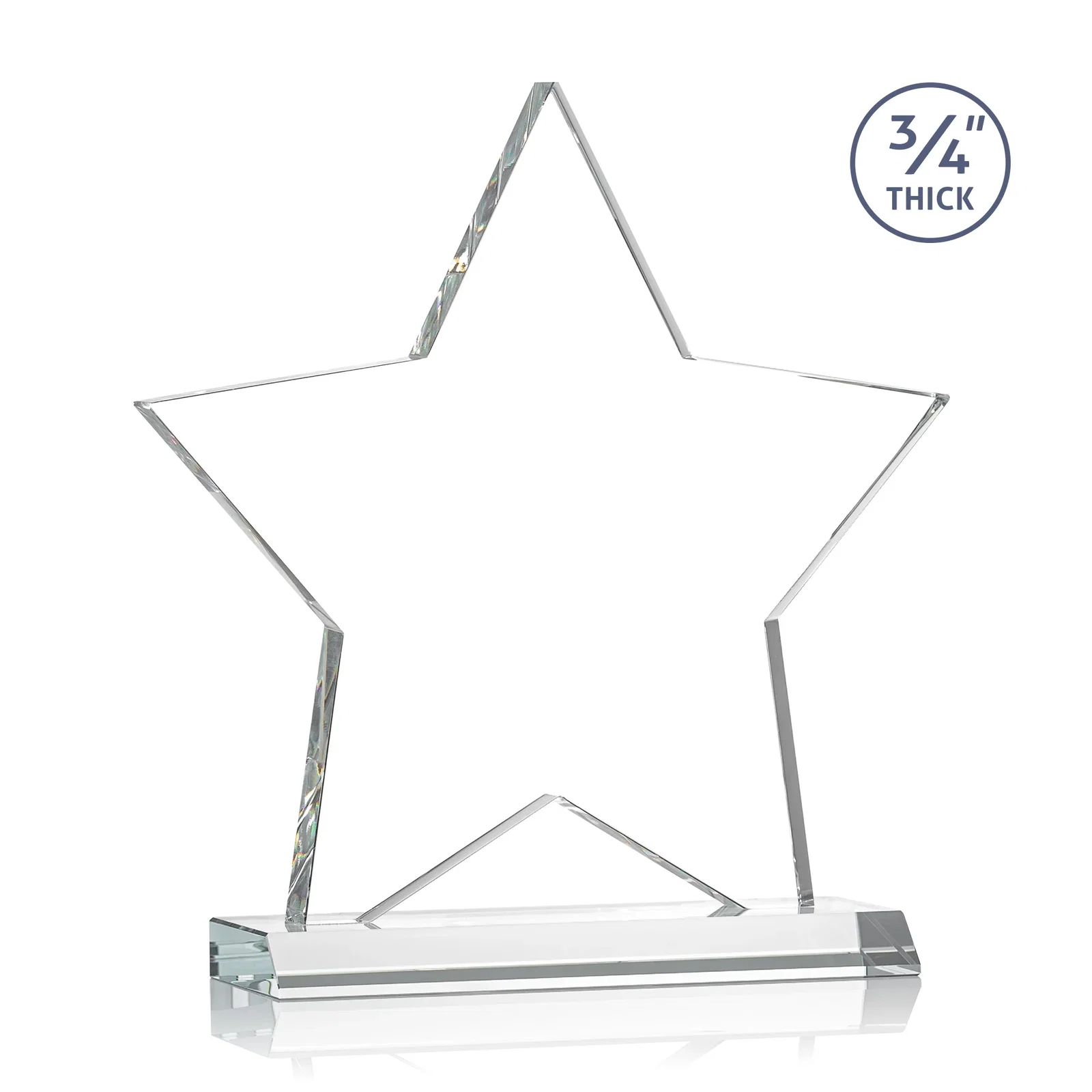 Customized Optical Crystal Star Award on Clear-Front Mitered Base for donor appreciation