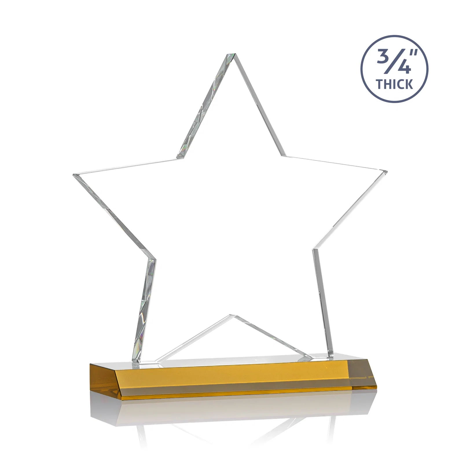 Customized Optical Crystal Star Award on Clear-Front Mitered Base for safety achievement programs