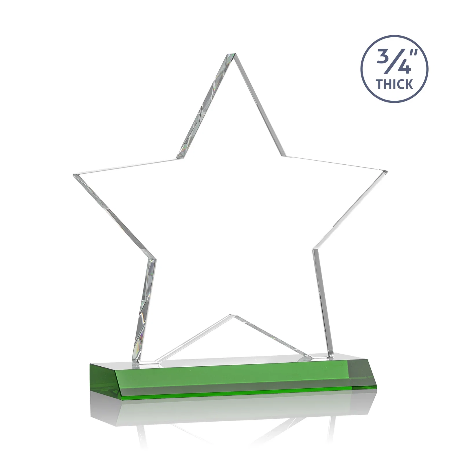 Customized Optical Crystal Star Award on Clear-Front Mitered Base for company anniversary events