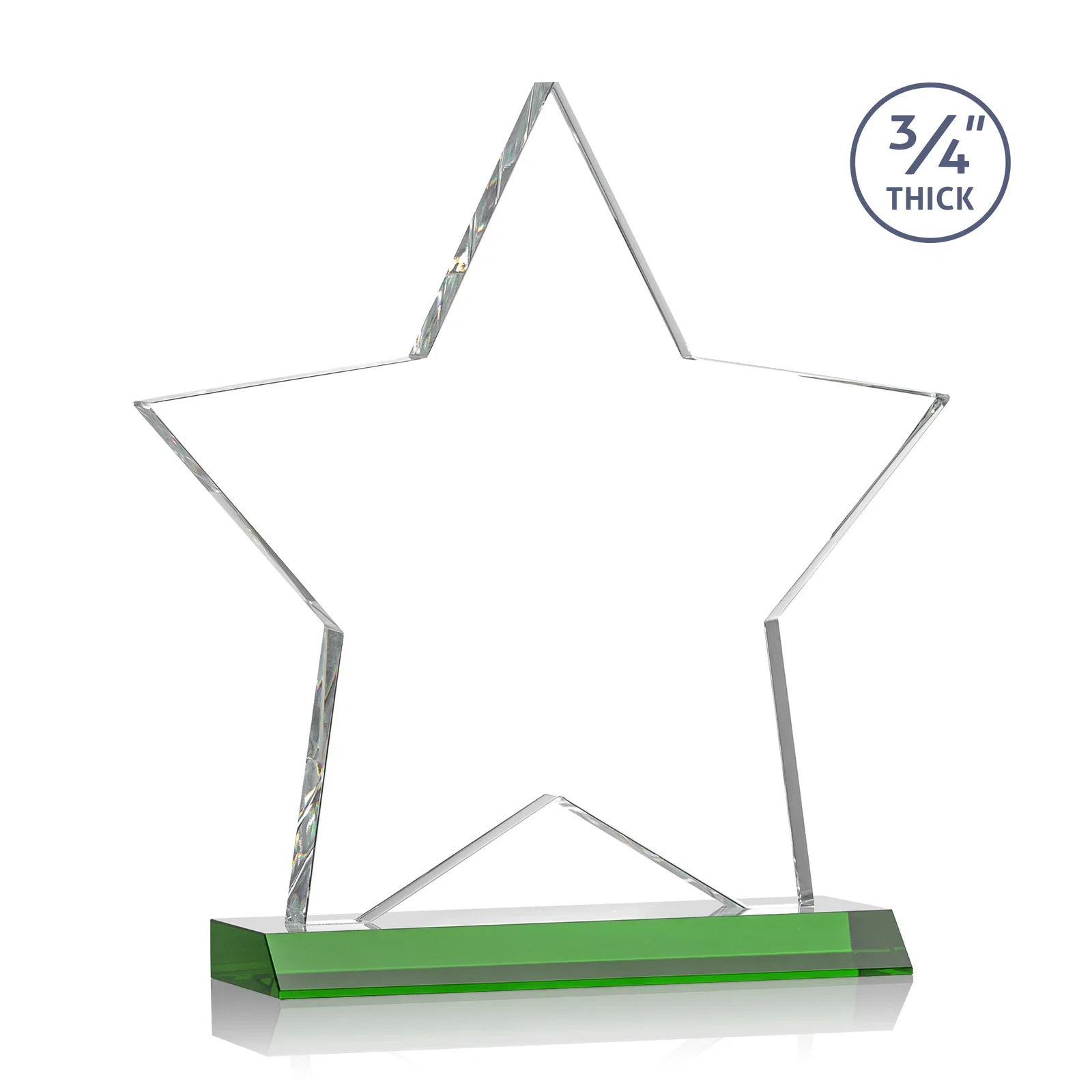Custom engraved Optical Crystal Star Award on Clear-Front Mitered Base for employee recognition